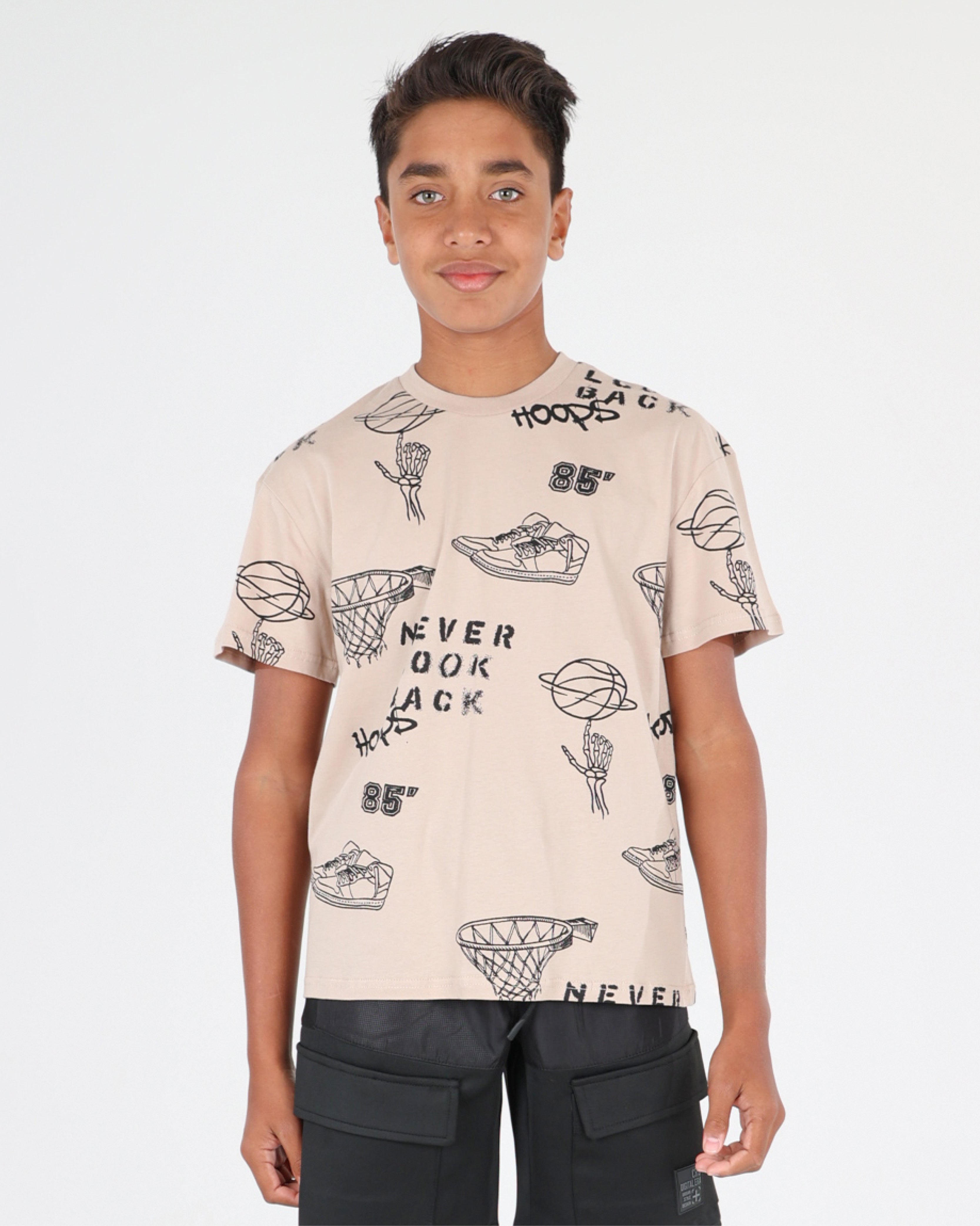 Short Sleeve Basketball Print T-Shirt