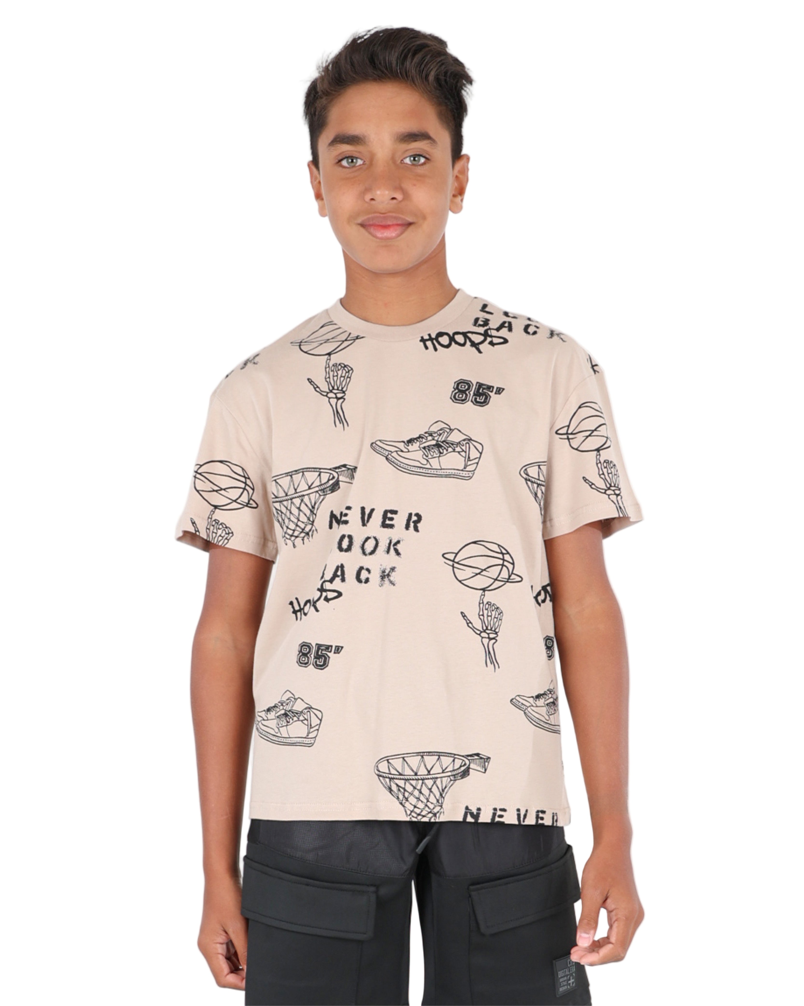 Short Sleeve Basketball Print T-Shirt