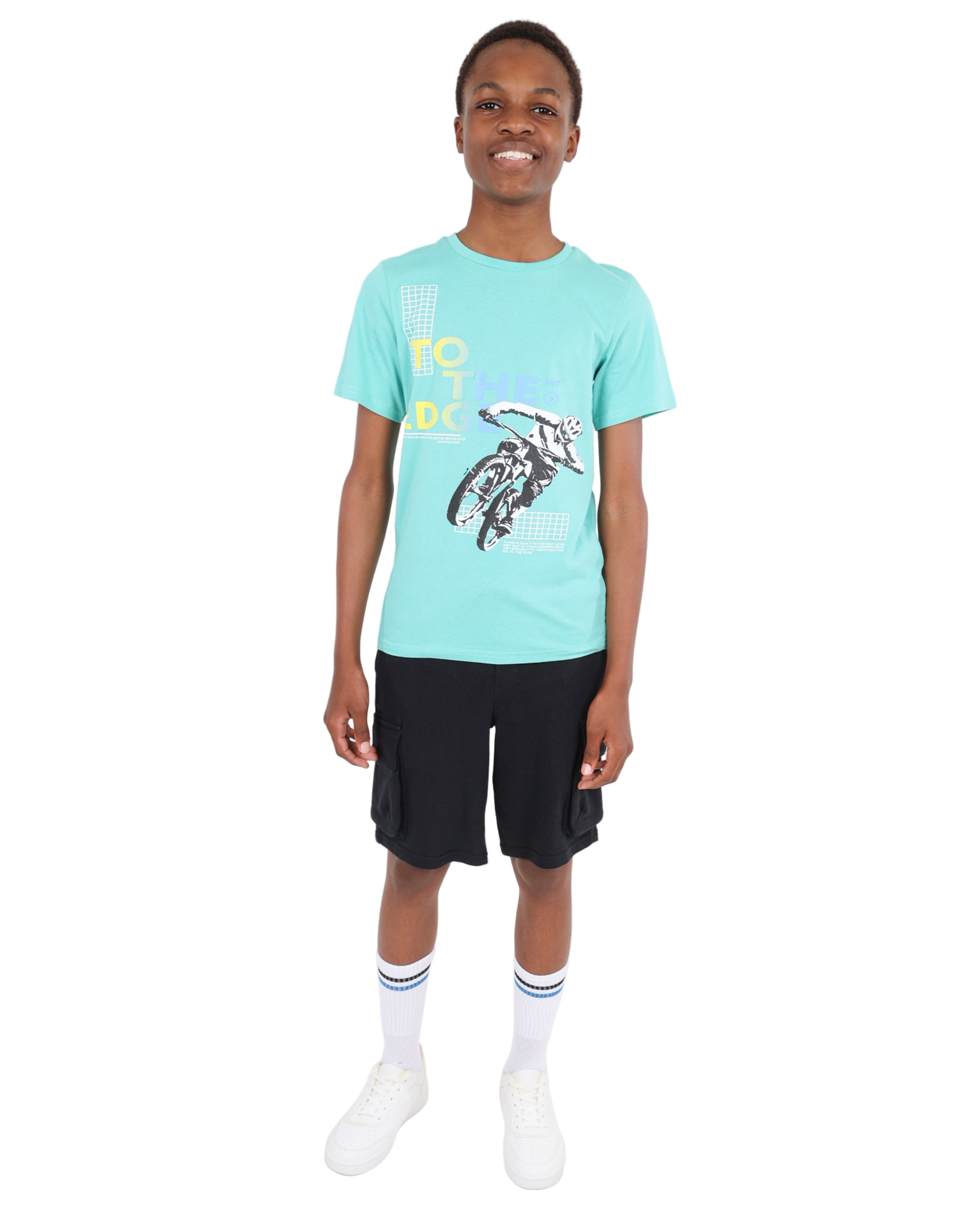 Black Knit Cargo Long Shorts