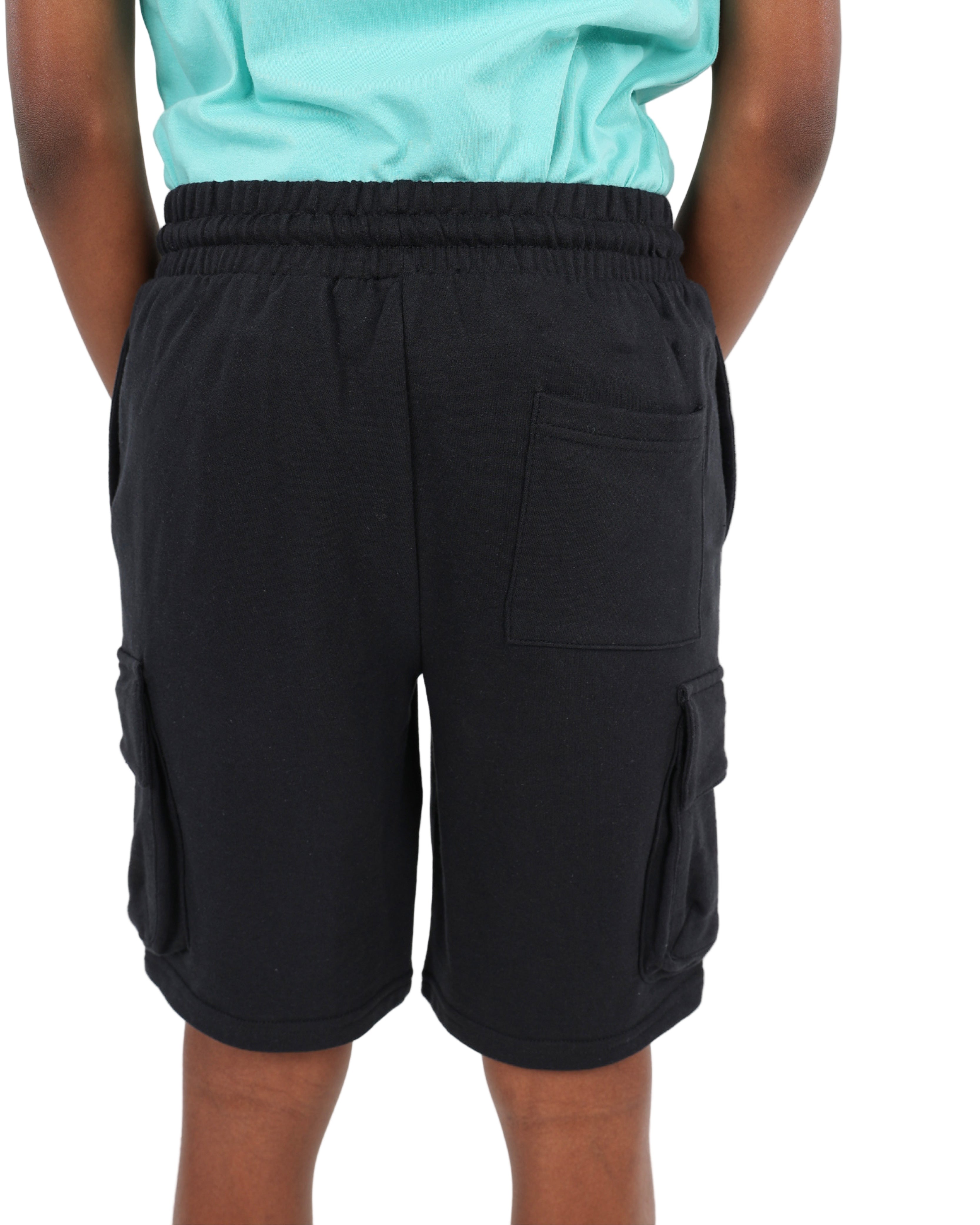 Black Knit Cargo Long Shorts