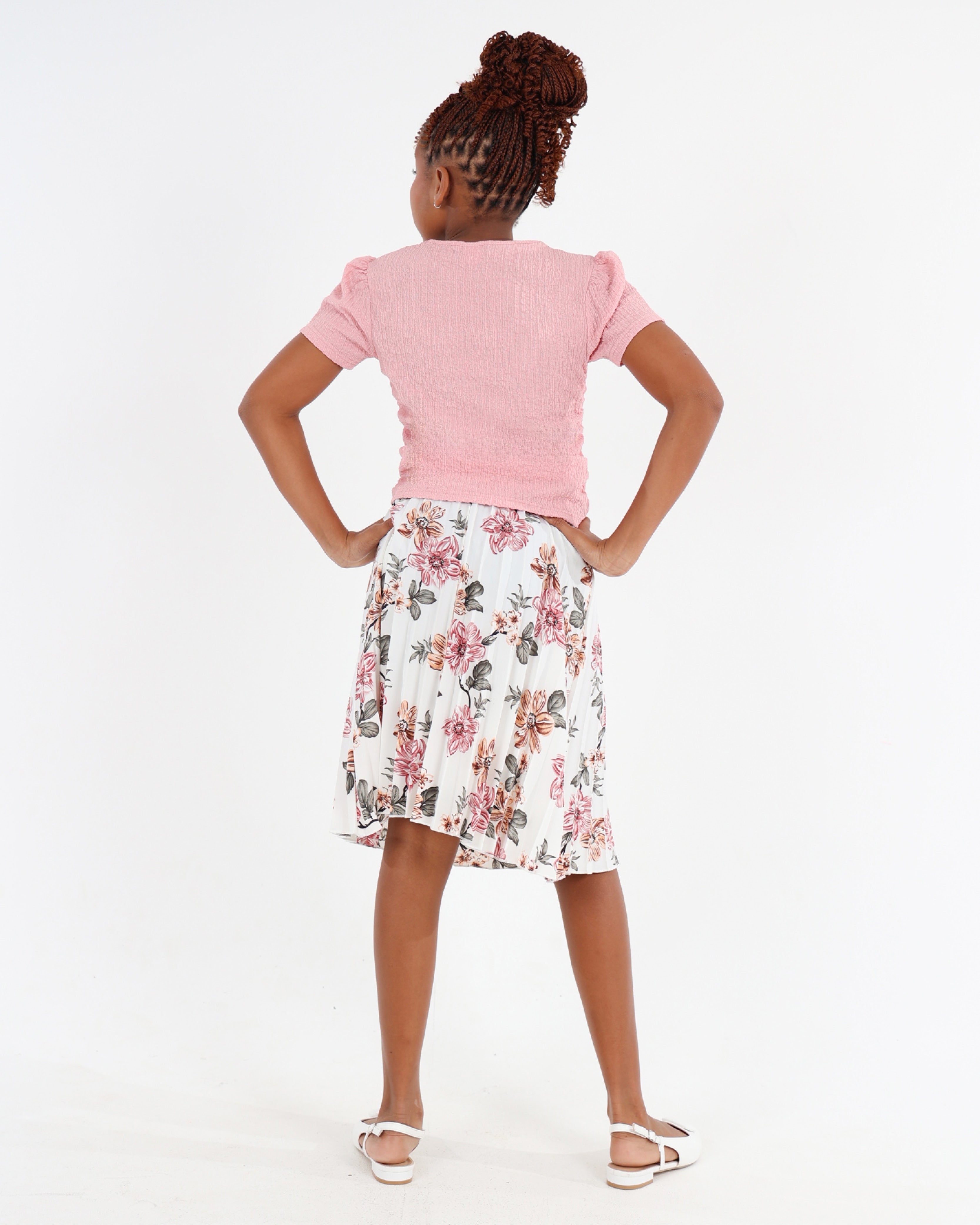 Knee Length Pleated Floral Skirt