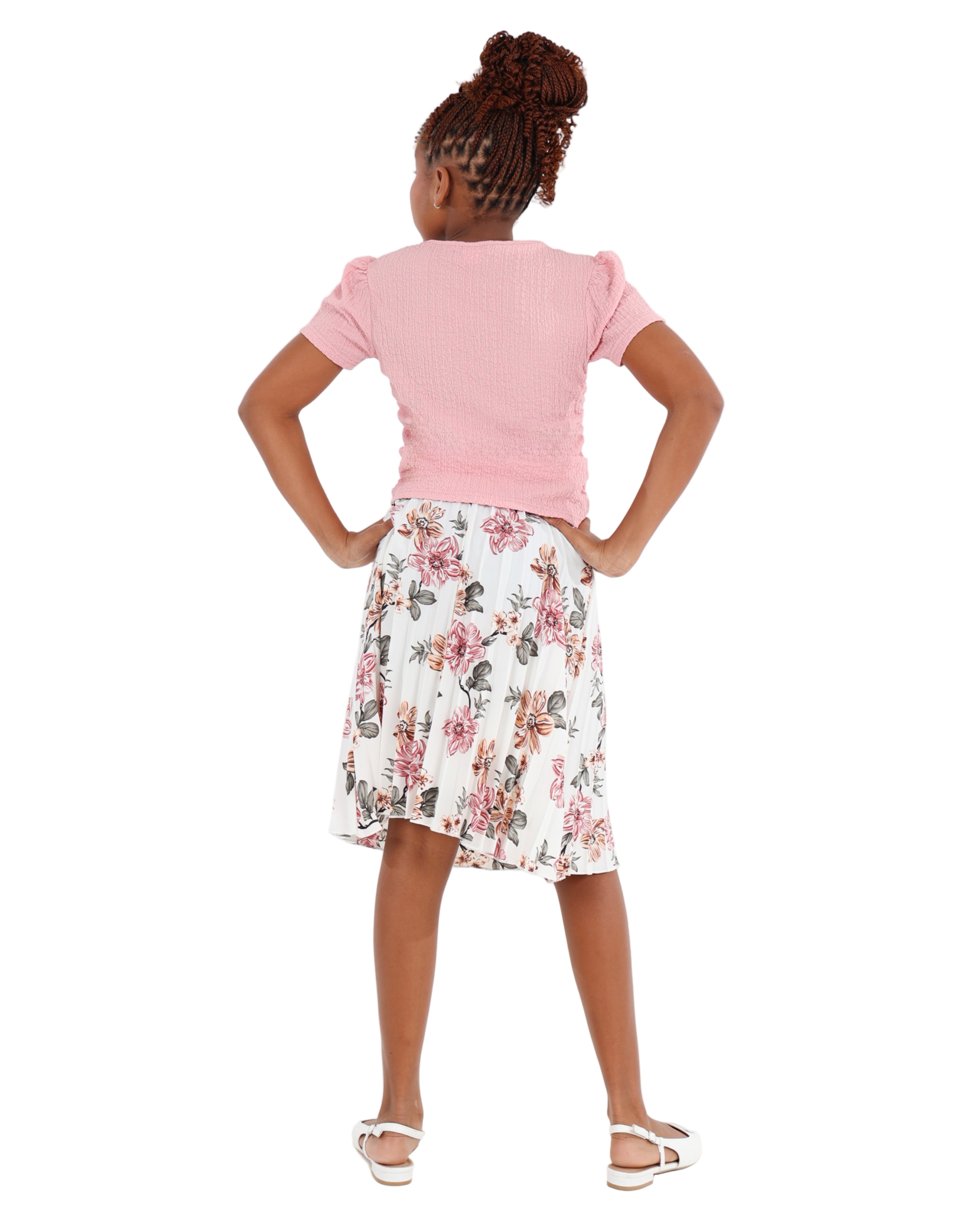 Knee Length Pleated Floral Skirt