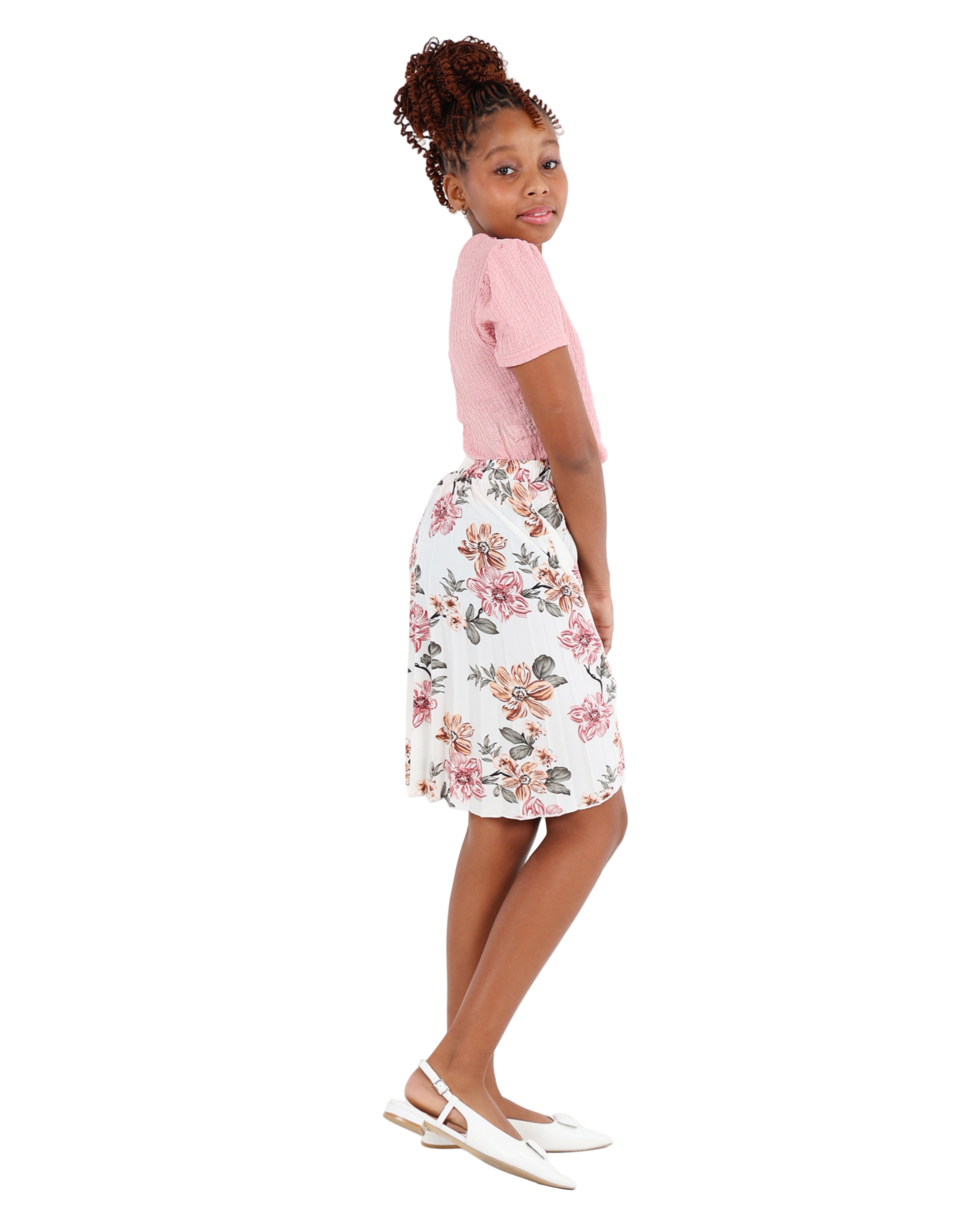 Knee Length Pleated Floral Skirt