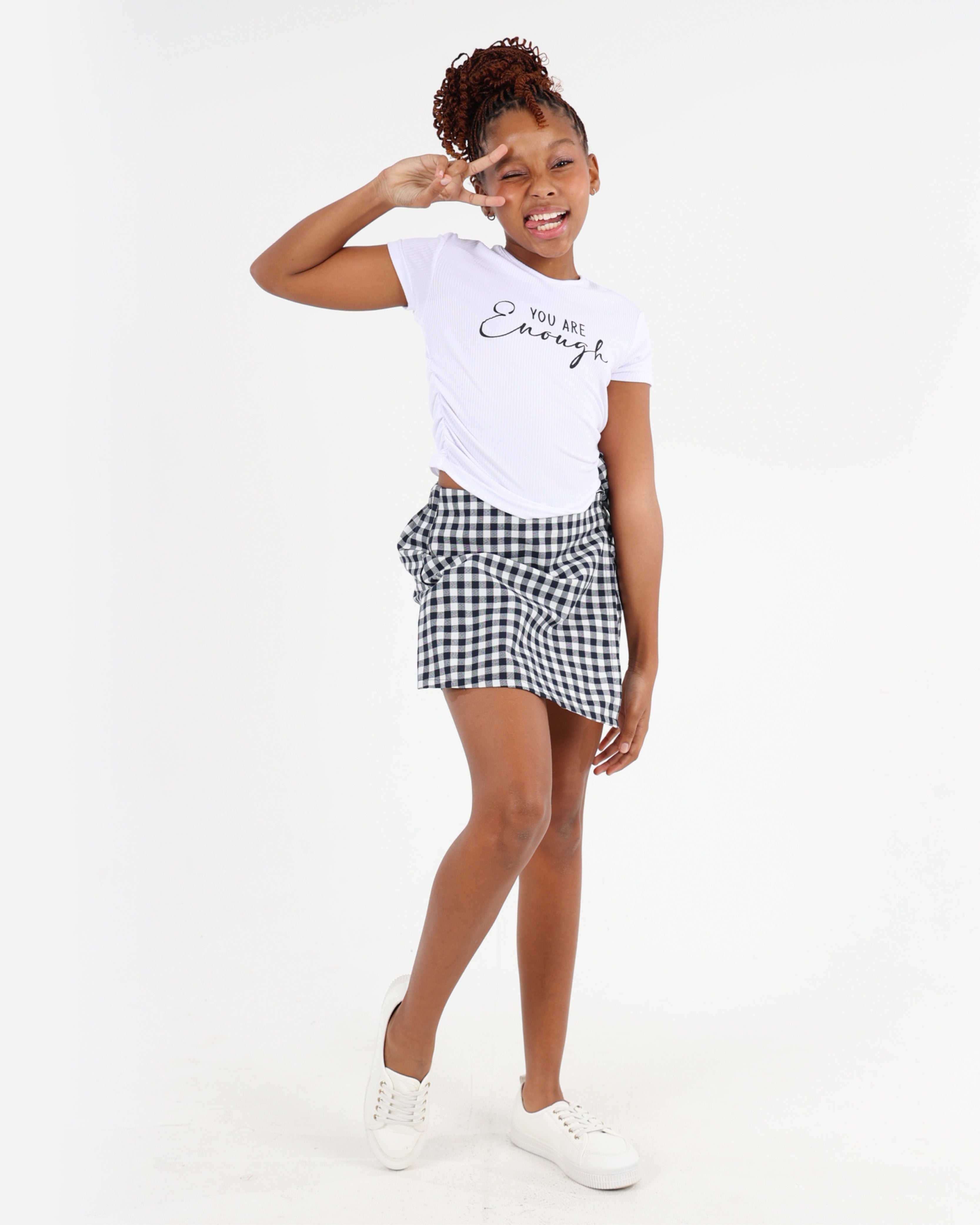 Navy Check Wrap Skort