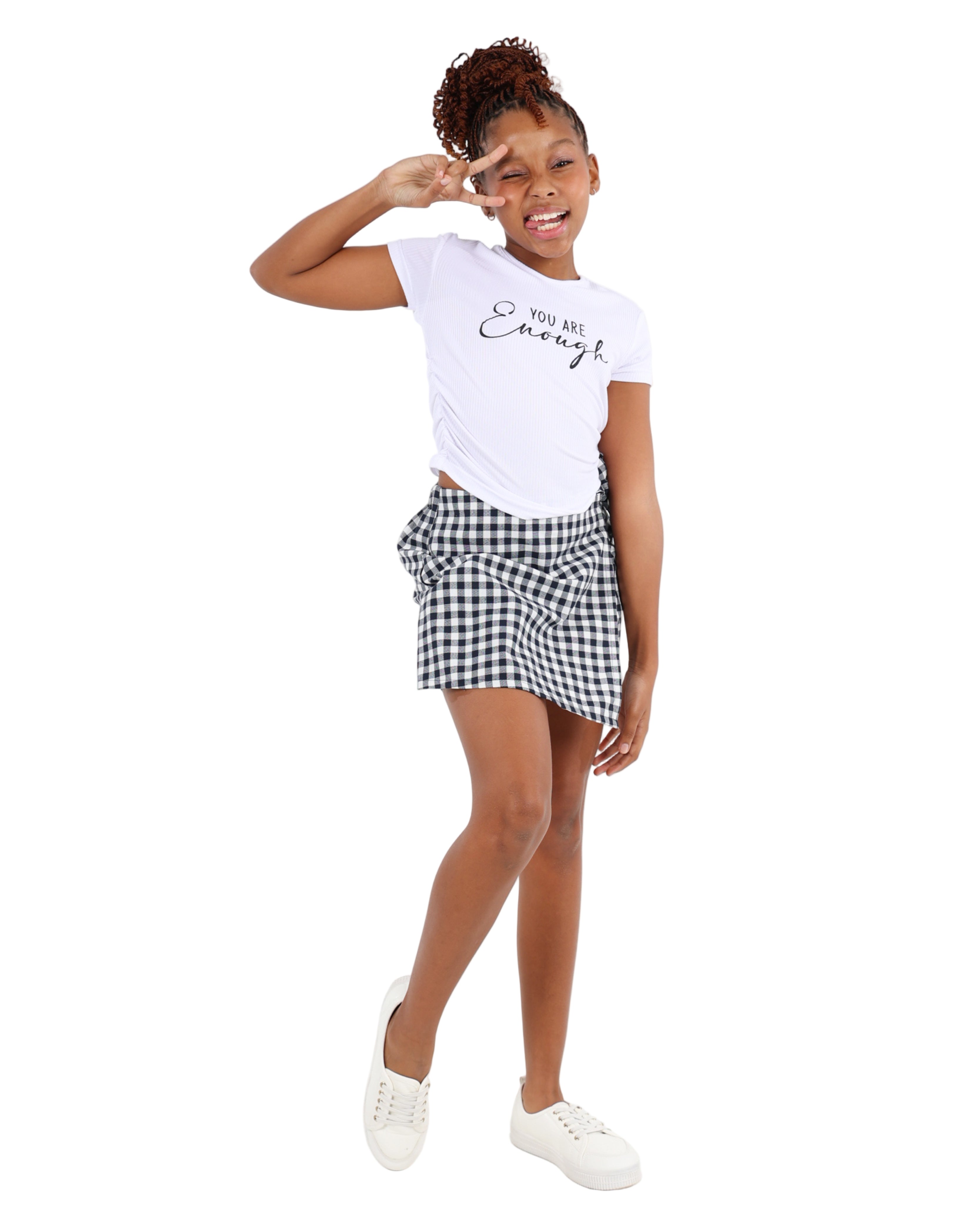 Navy Check Wrap Skort