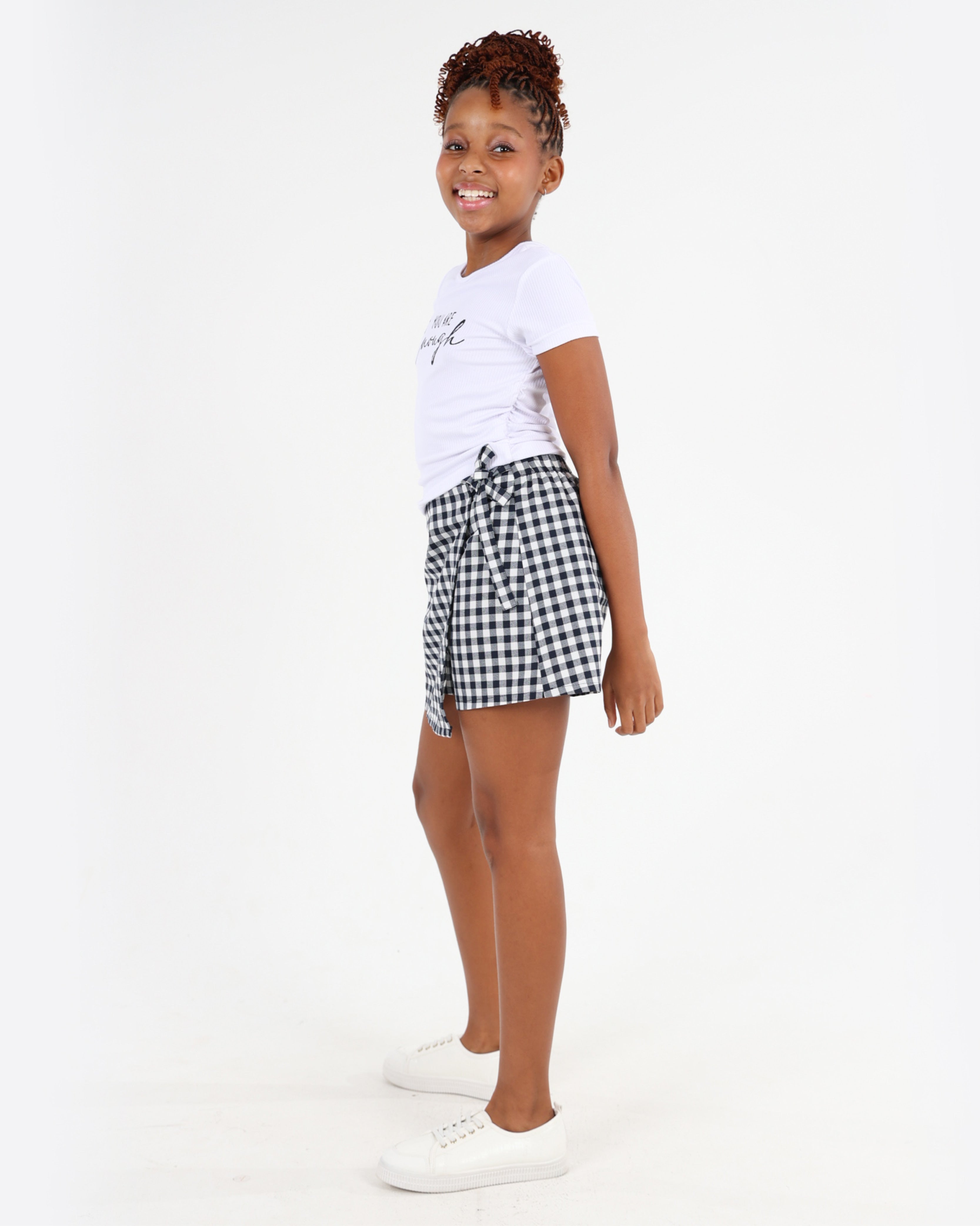 Navy Check Wrap Skort