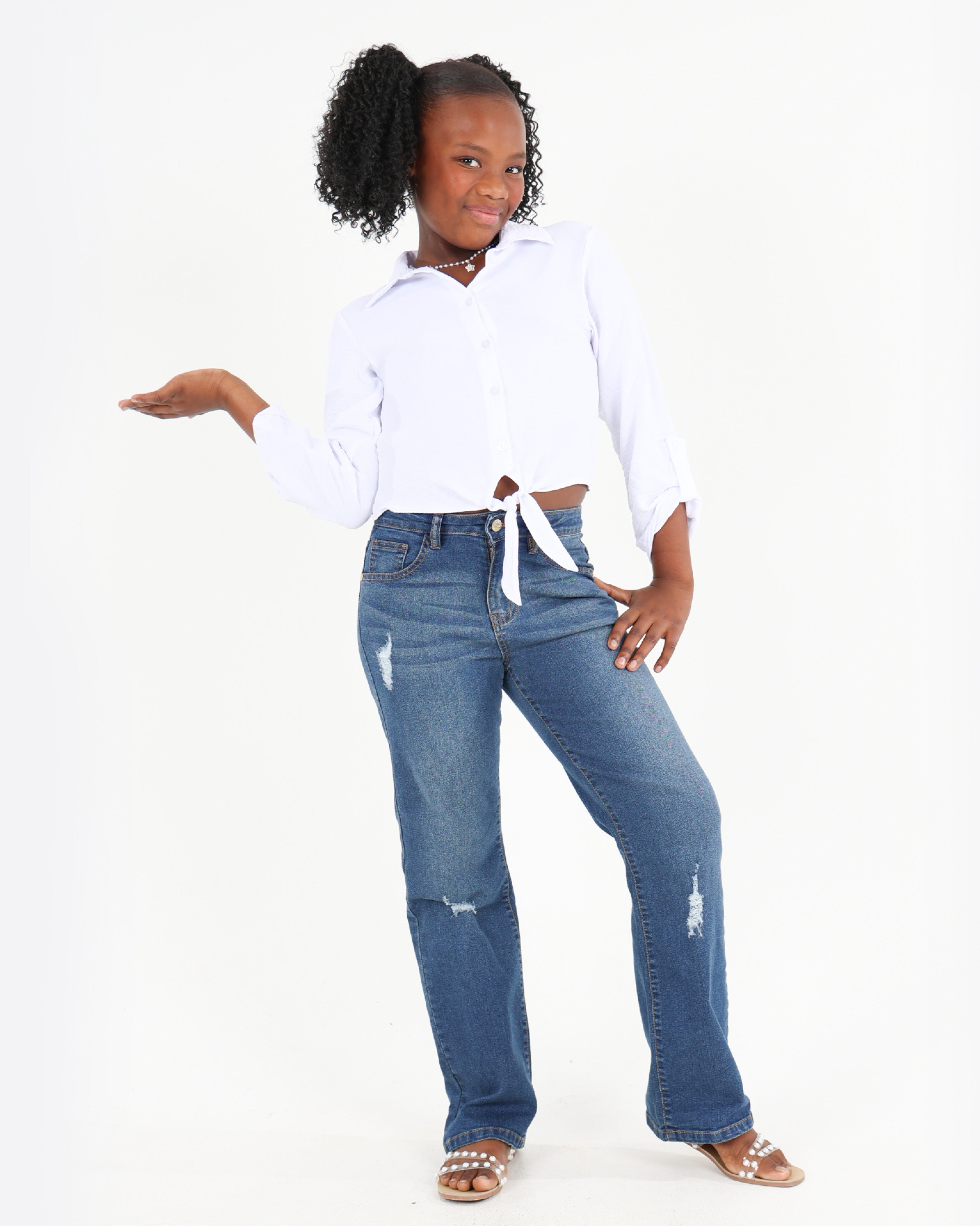 Sandblasted Bootleg Jeans