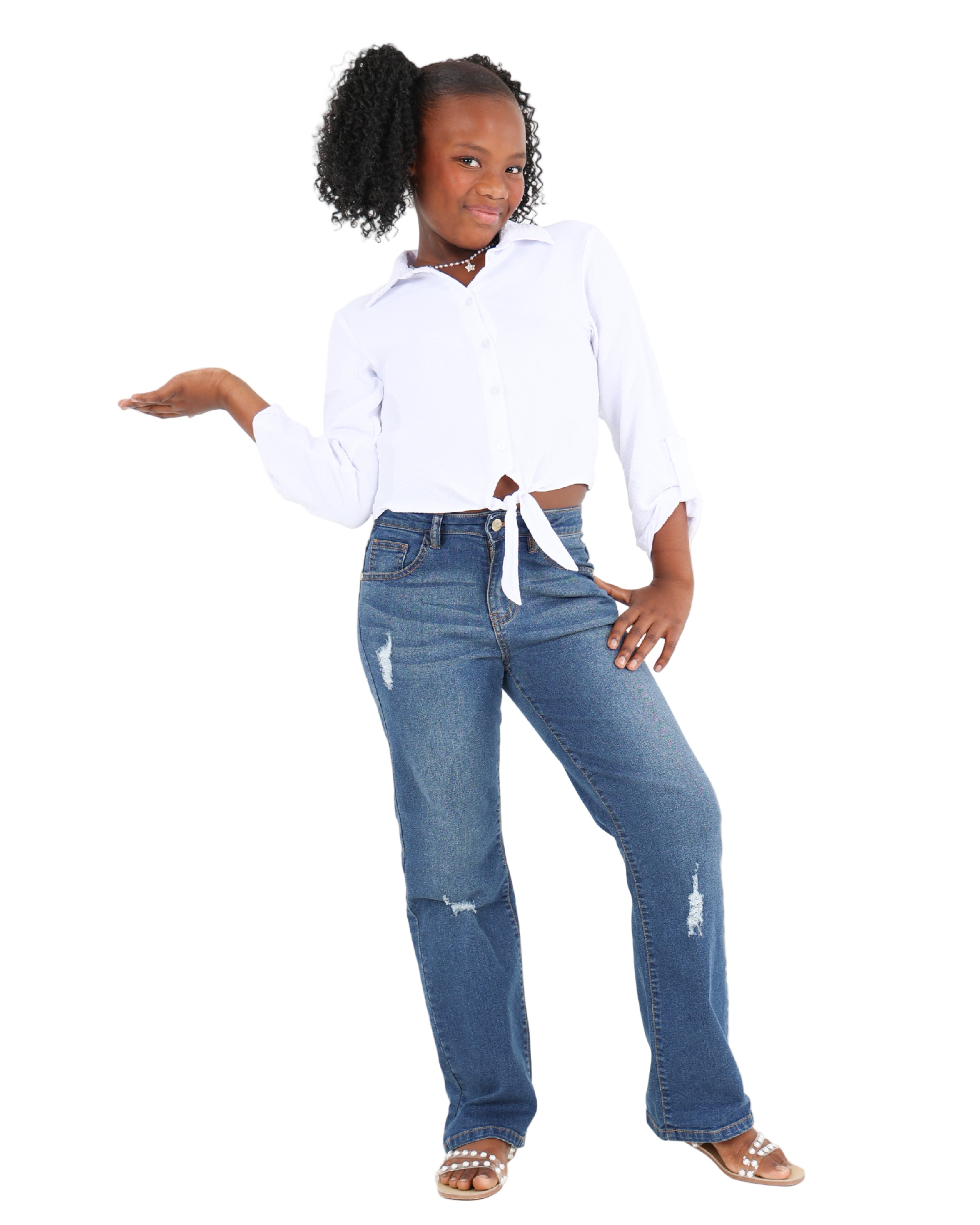 Sandblasted Bootleg Jeans