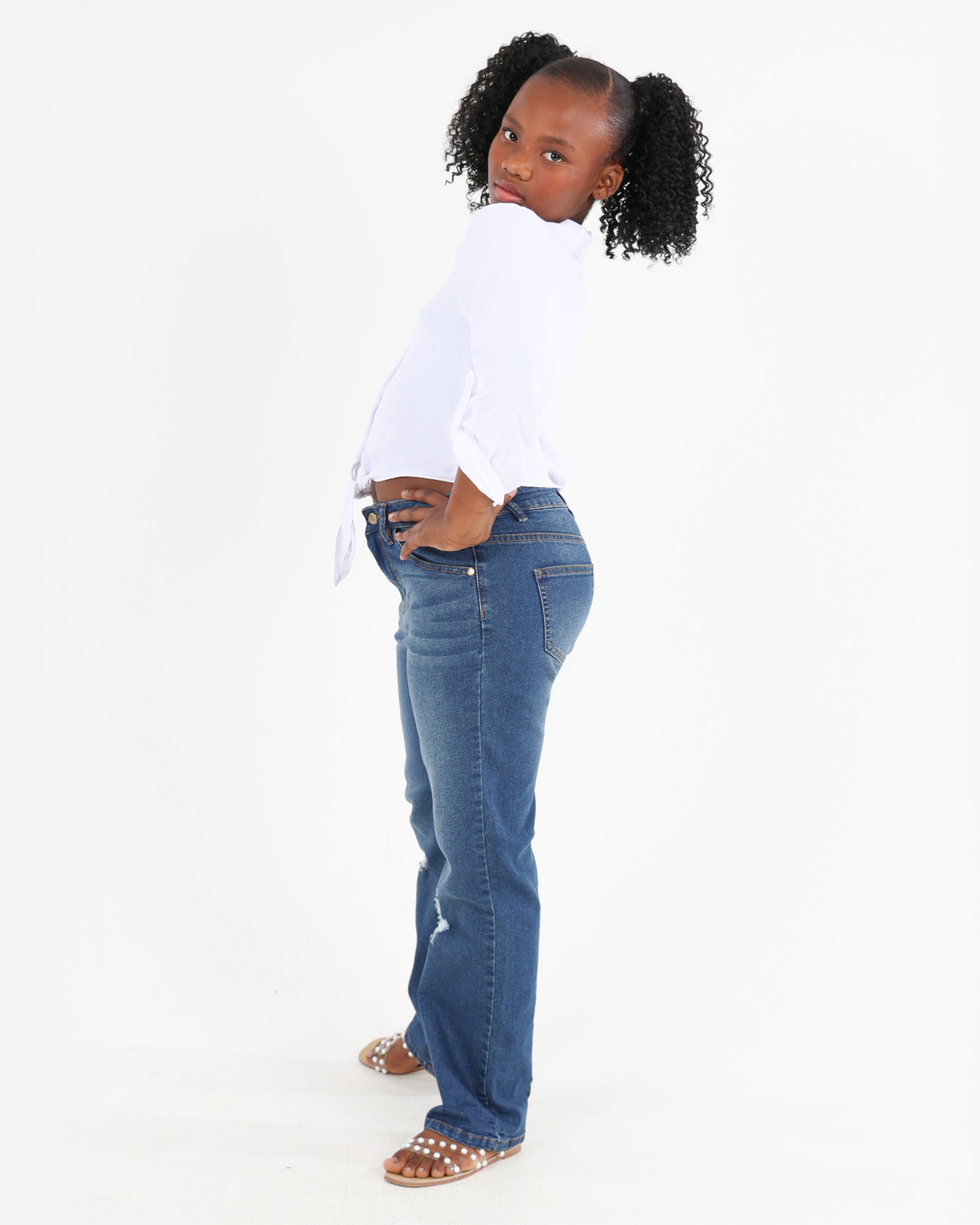 Sandblasted Bootleg Jeans