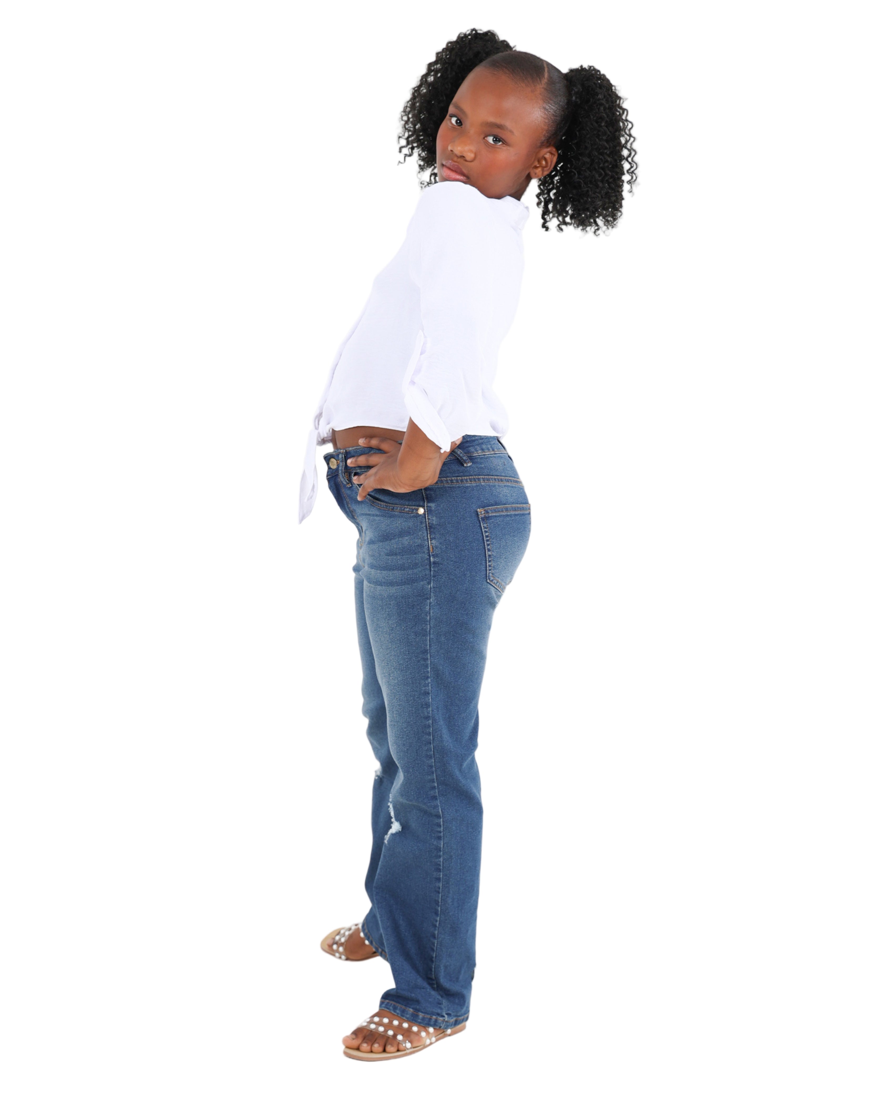 Sandblasted Bootleg Jeans