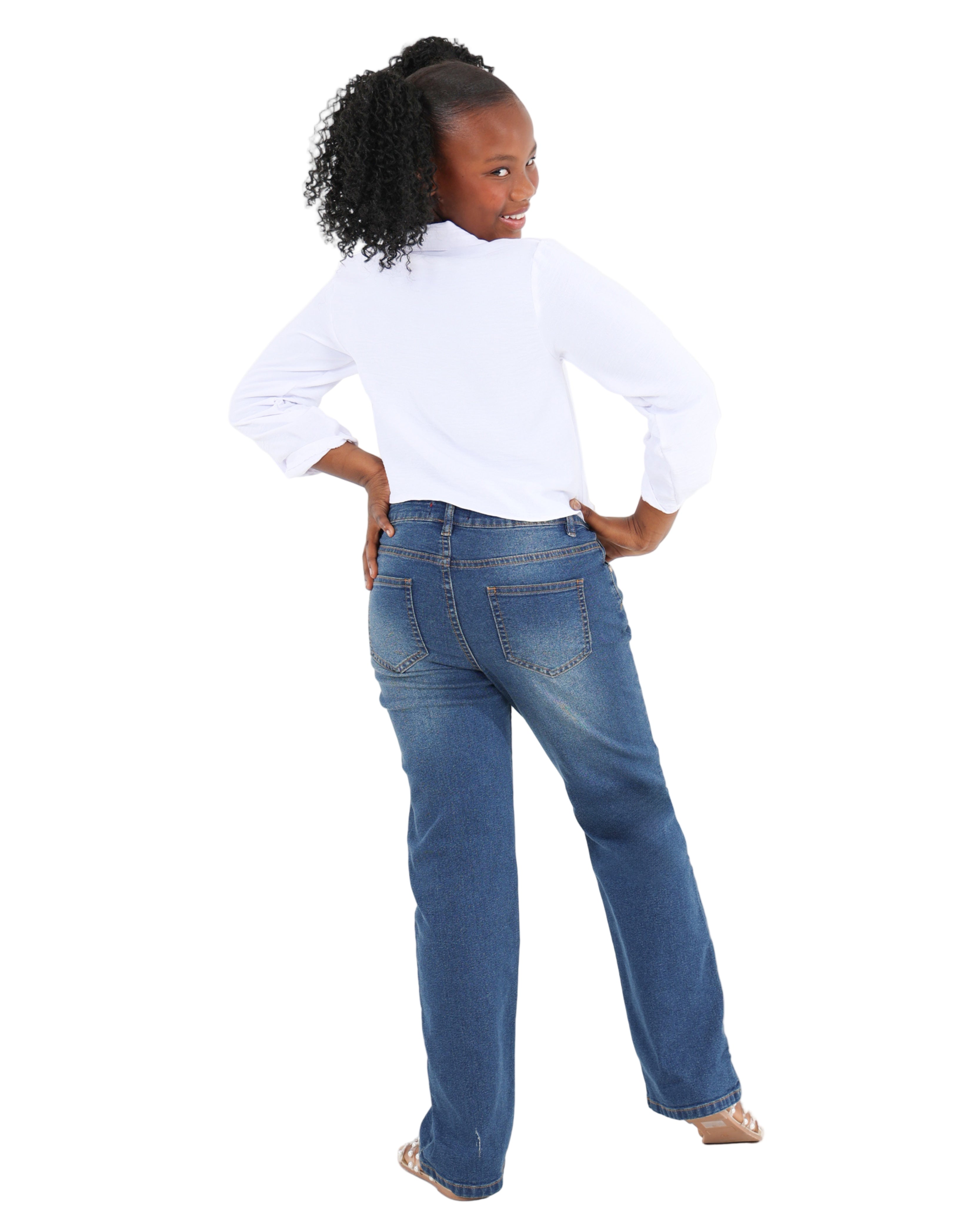 Sandblasted Bootleg Jeans