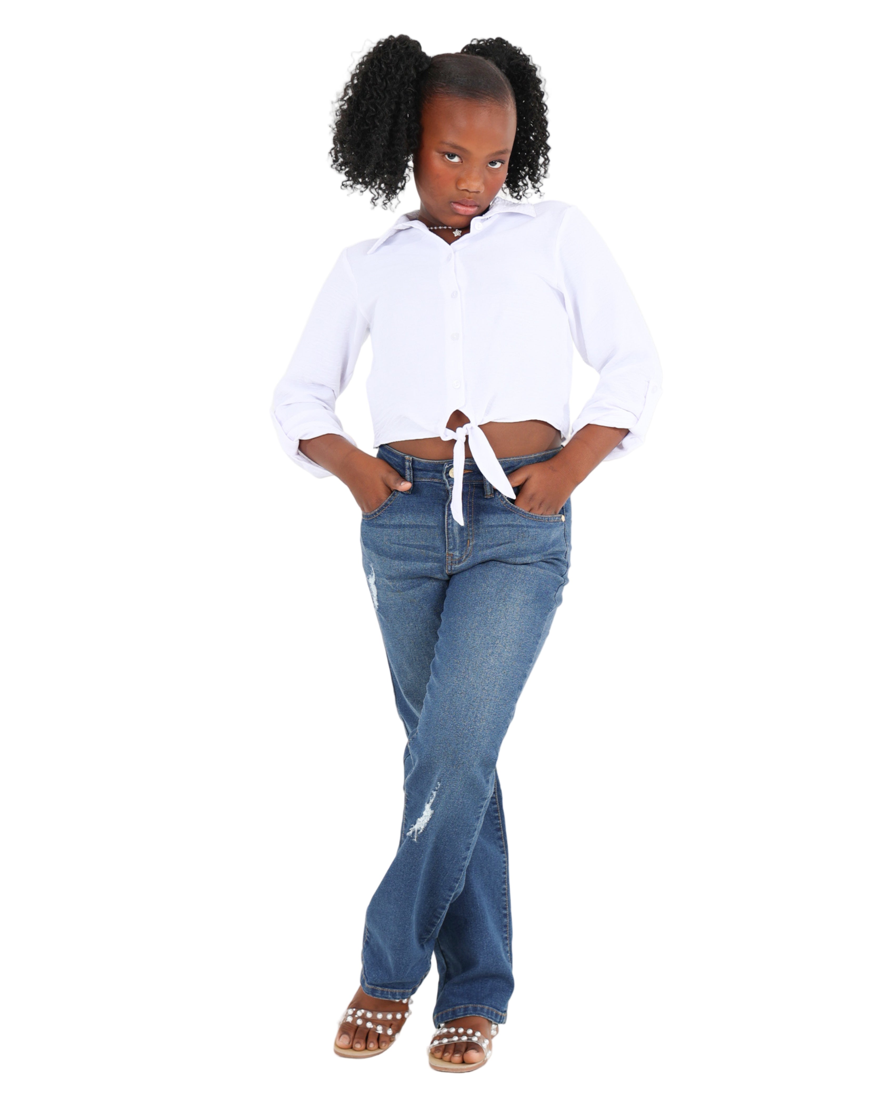 Sandblasted Bootleg Jeans