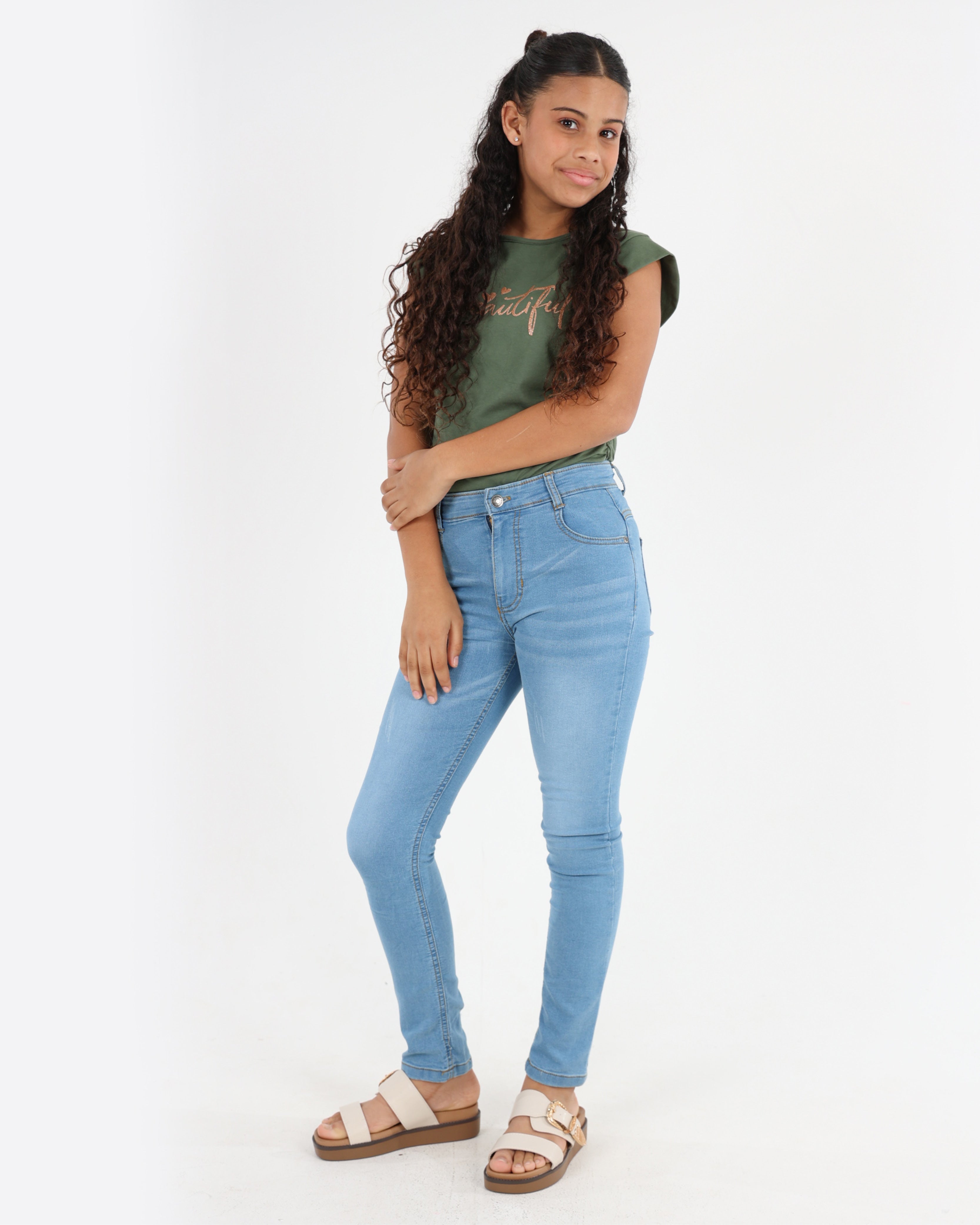 Stretch Sandblasted Skinny Jeans