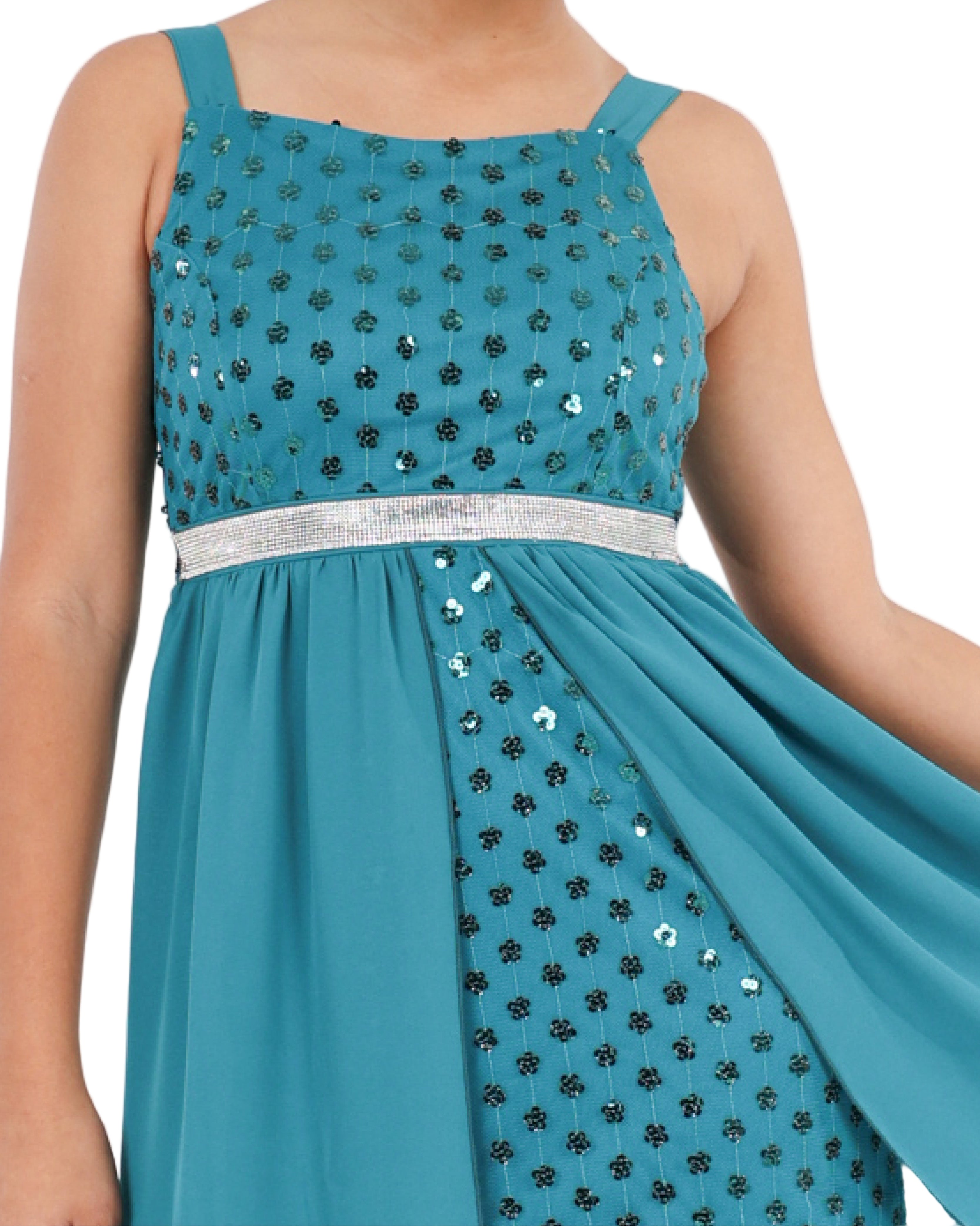 Sleeveless Floral Sequin High Low Party Dress