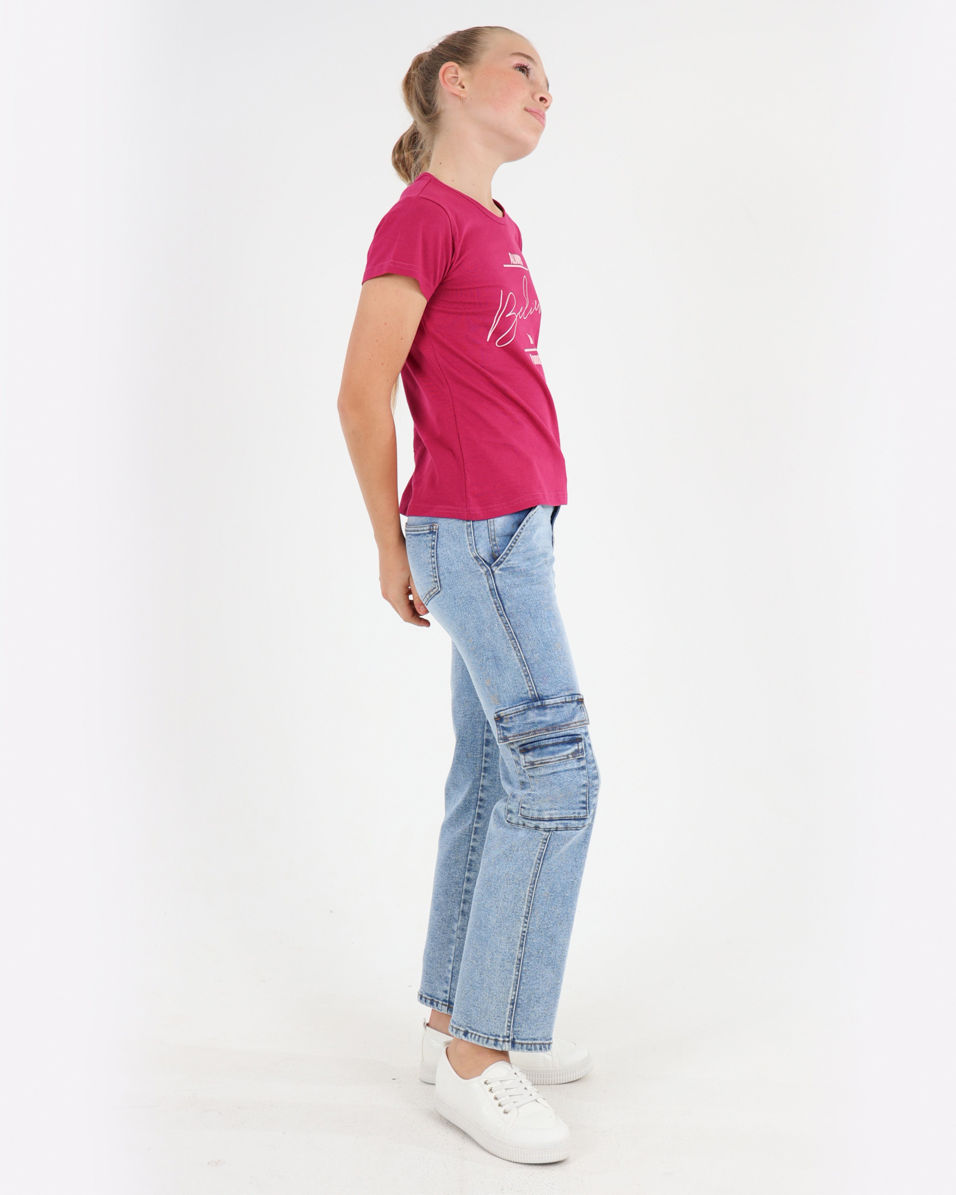 Snow Wash Double Cargo Pocket Jeans