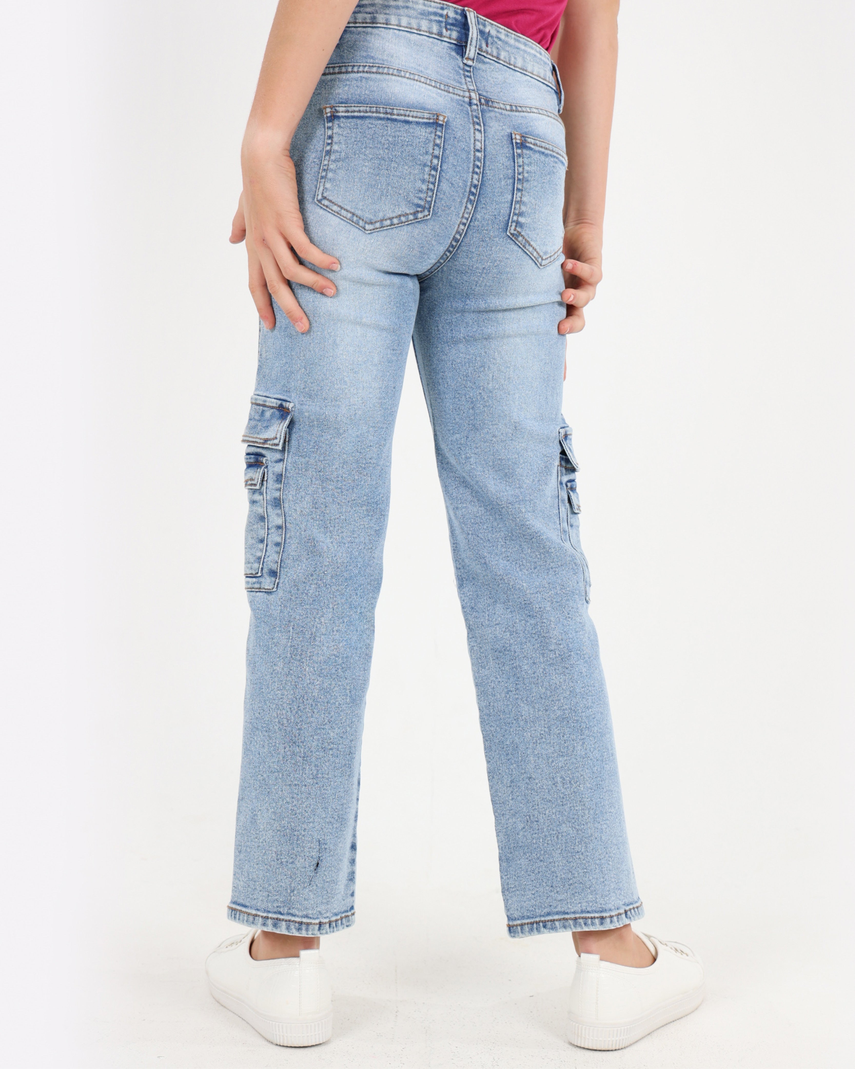 Snow Wash Double Cargo Pocket Jeans