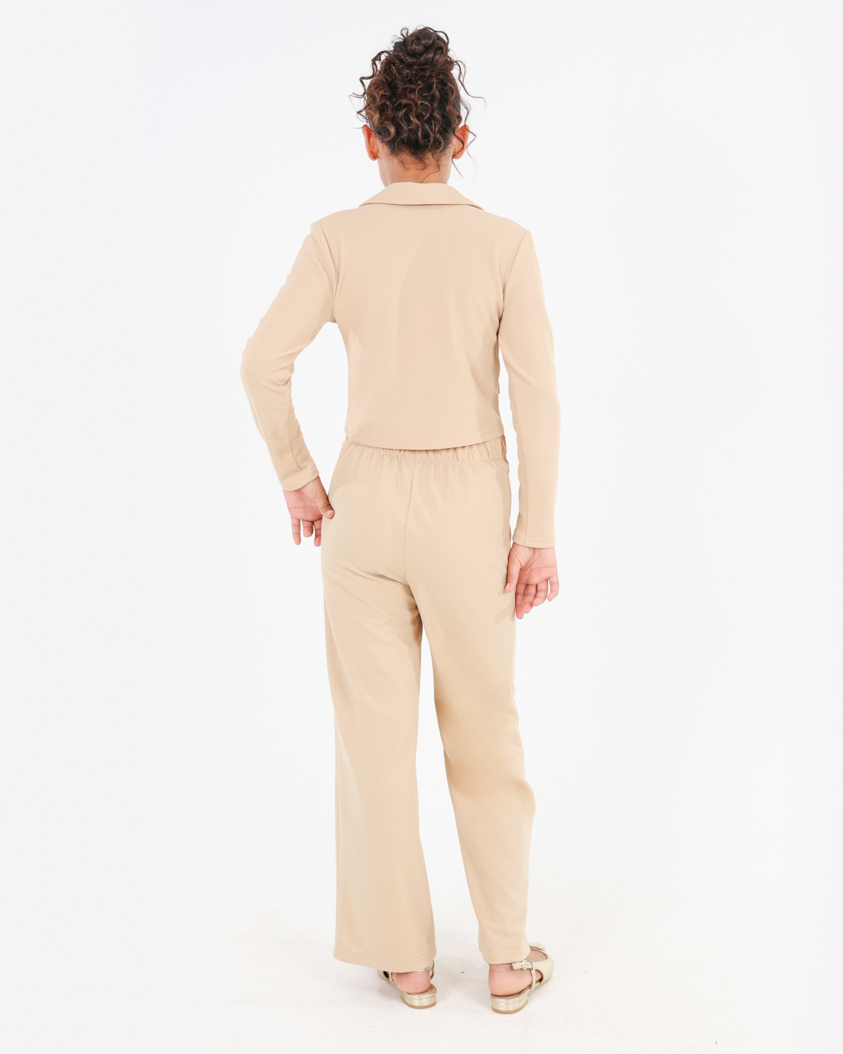 Smart Button Detail Wide Leg Pants