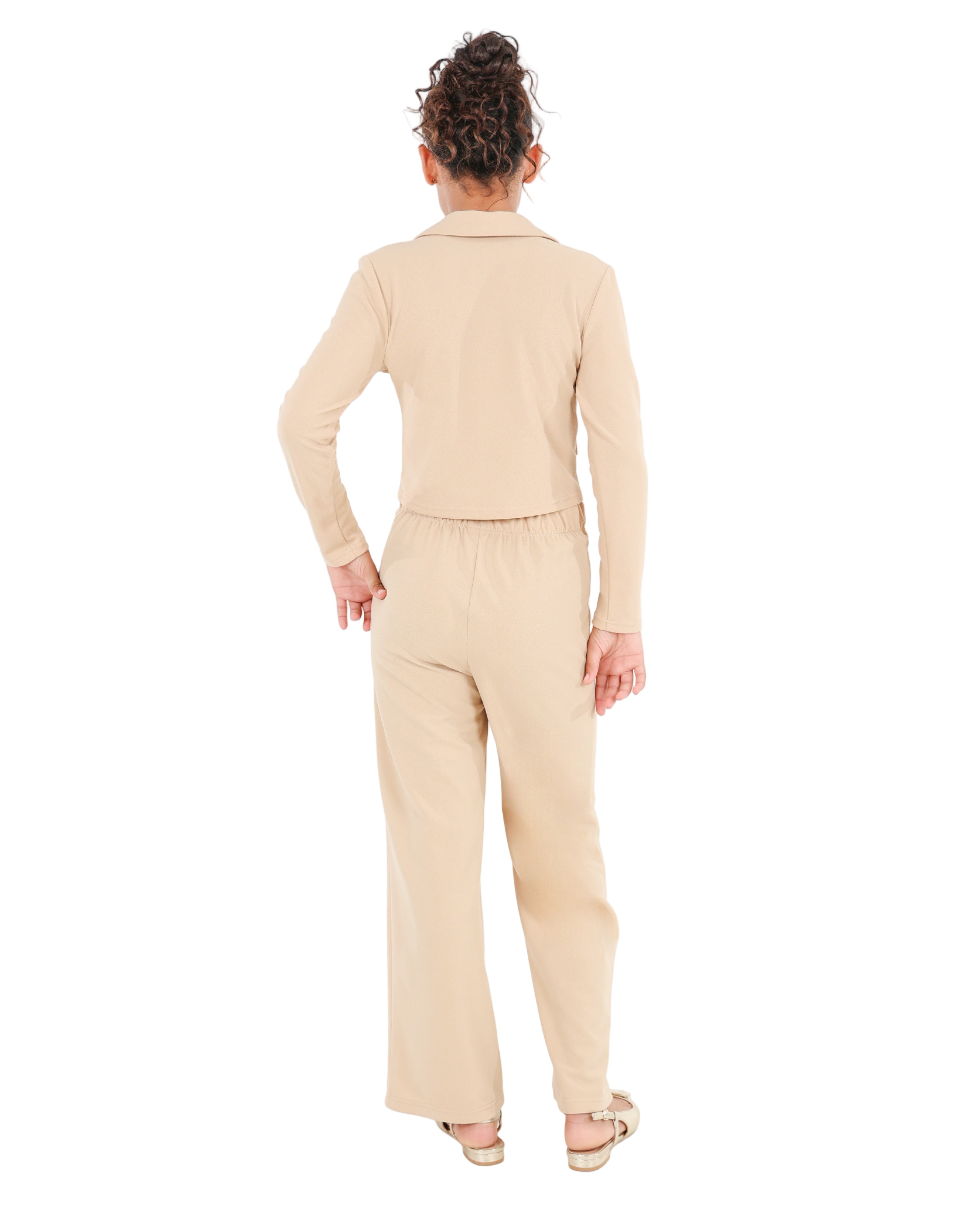 Smart Button Detail Wide Leg Pants