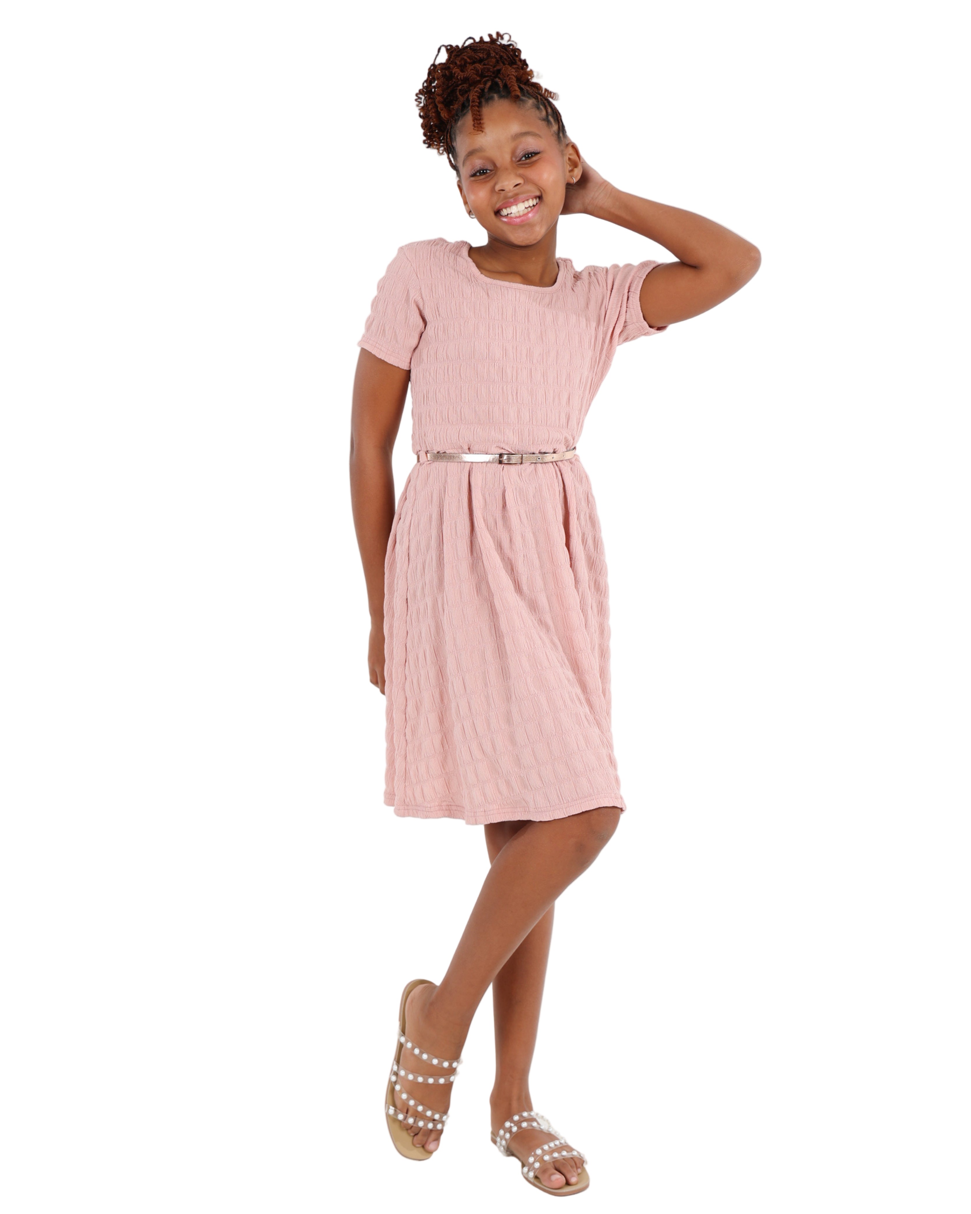 Short Sleeve Textured Knit Dress