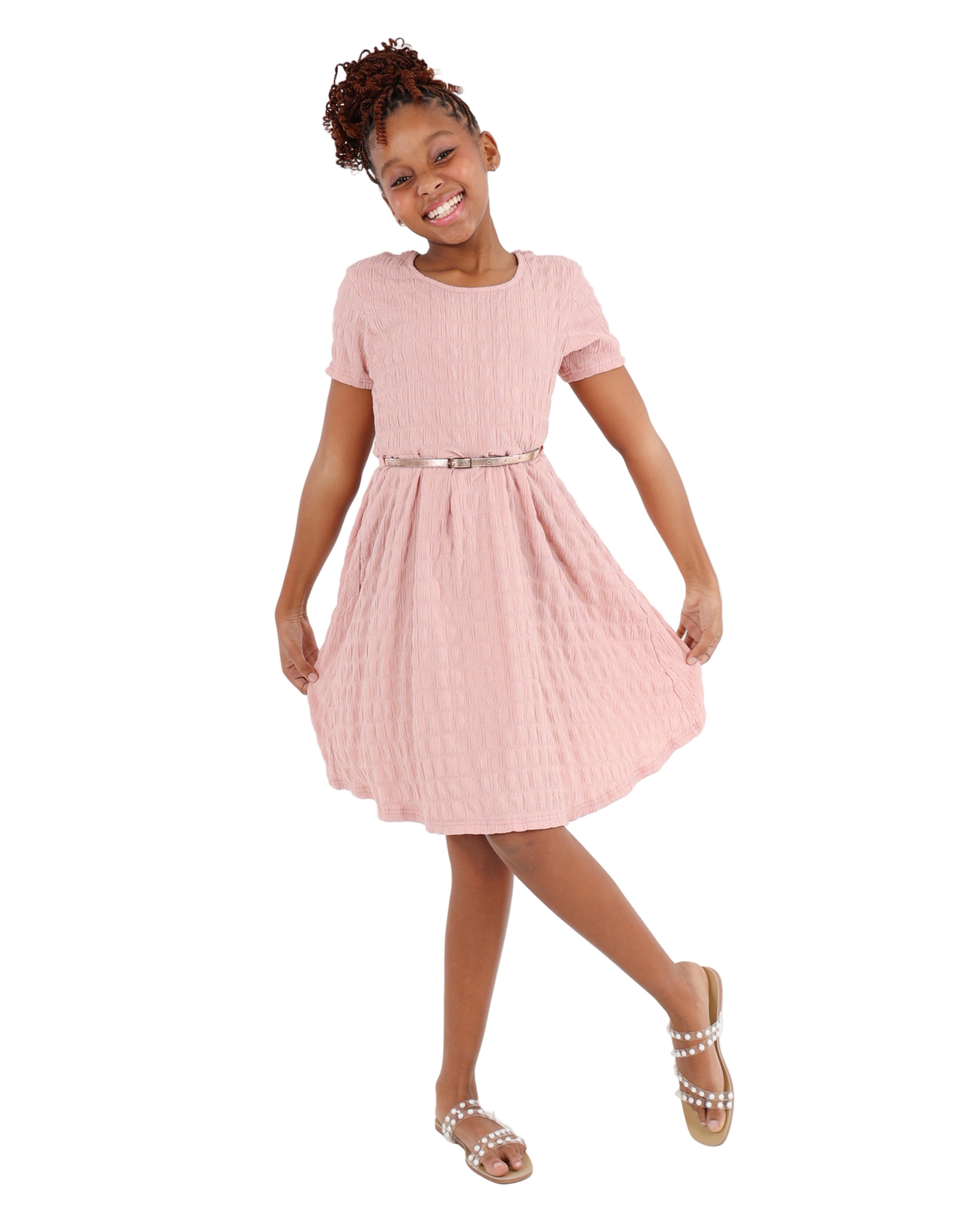 Short Sleeve Textured Knit Dress