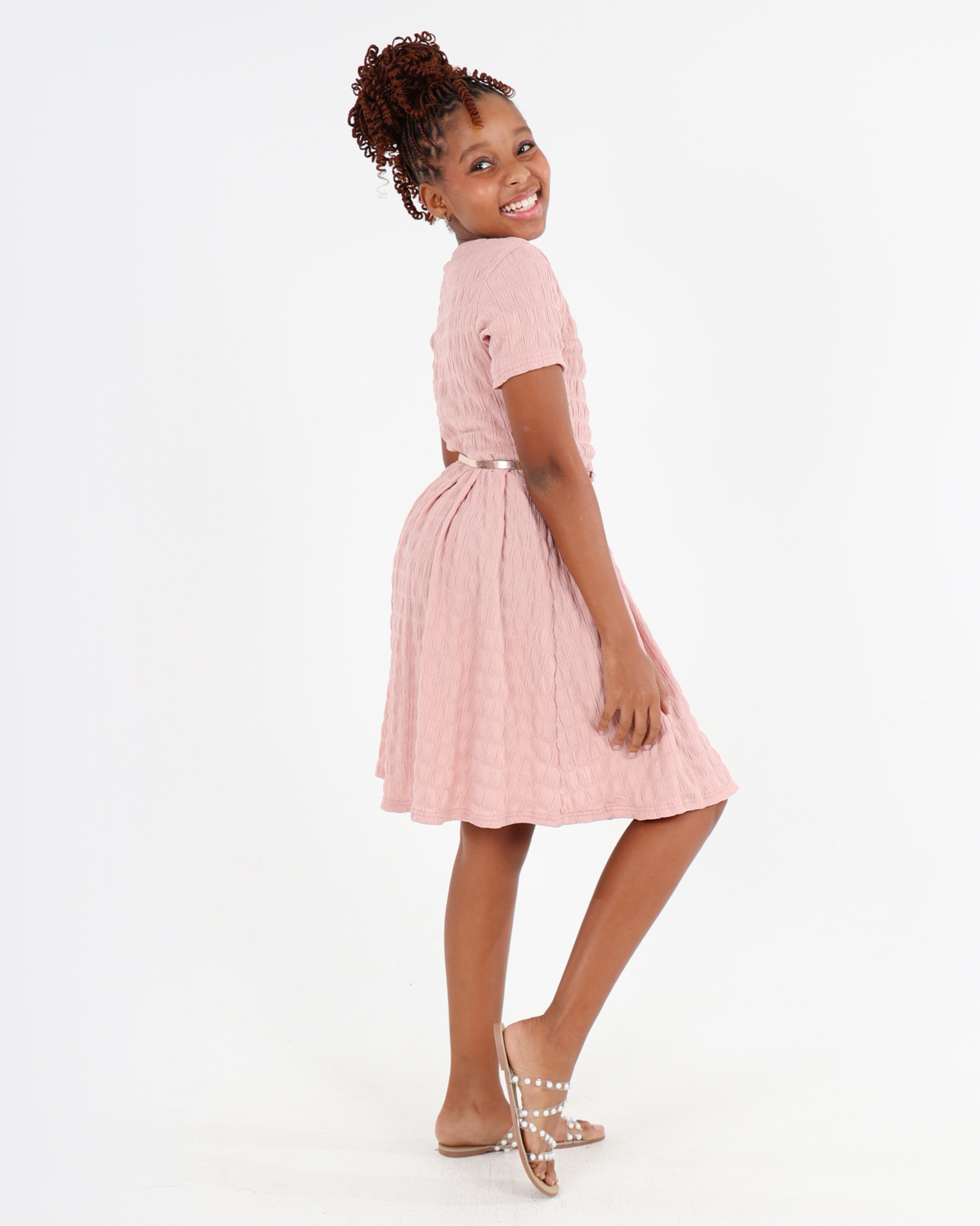 Short Sleeve Textured Knit Dress