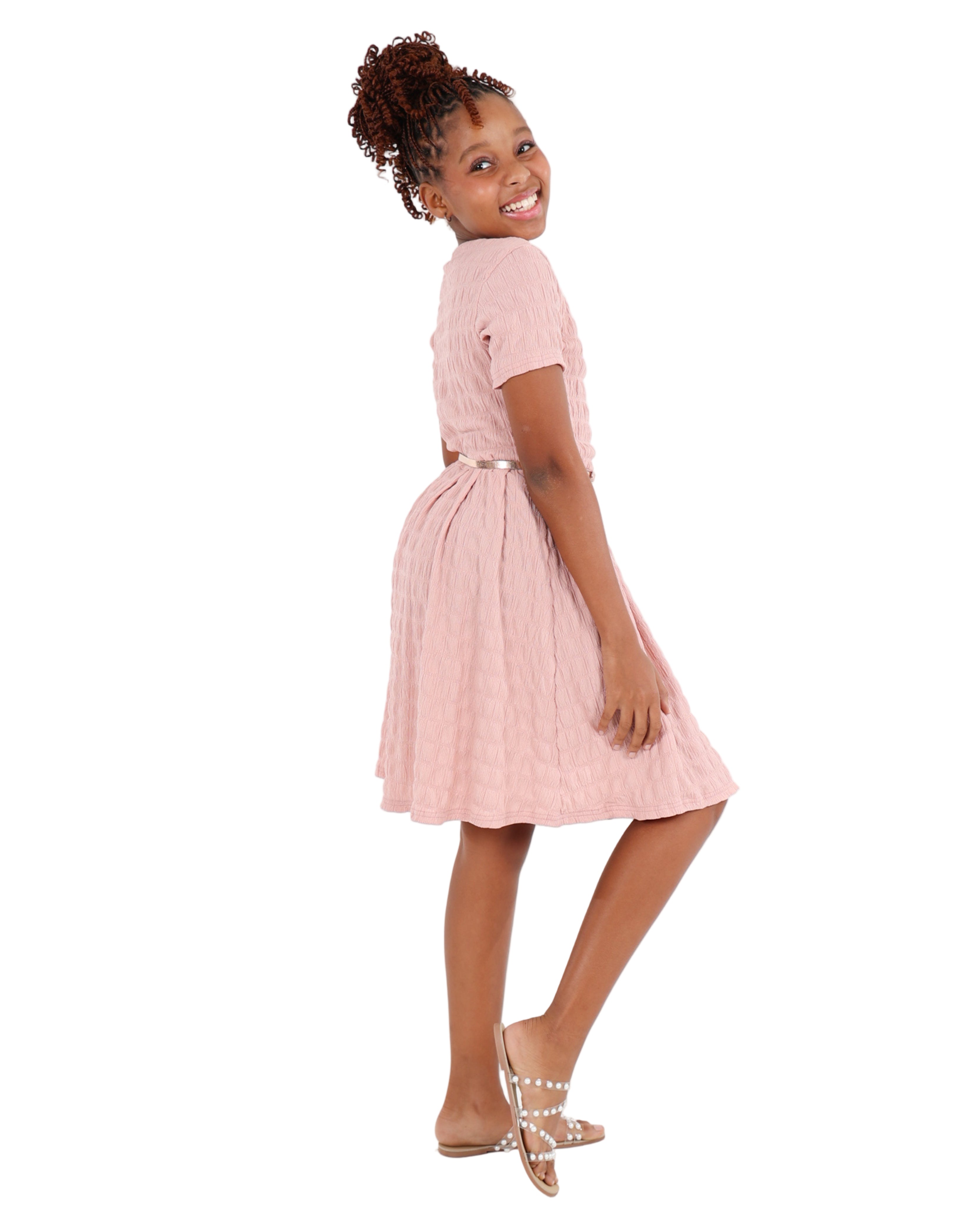 Short Sleeve Textured Knit Dress