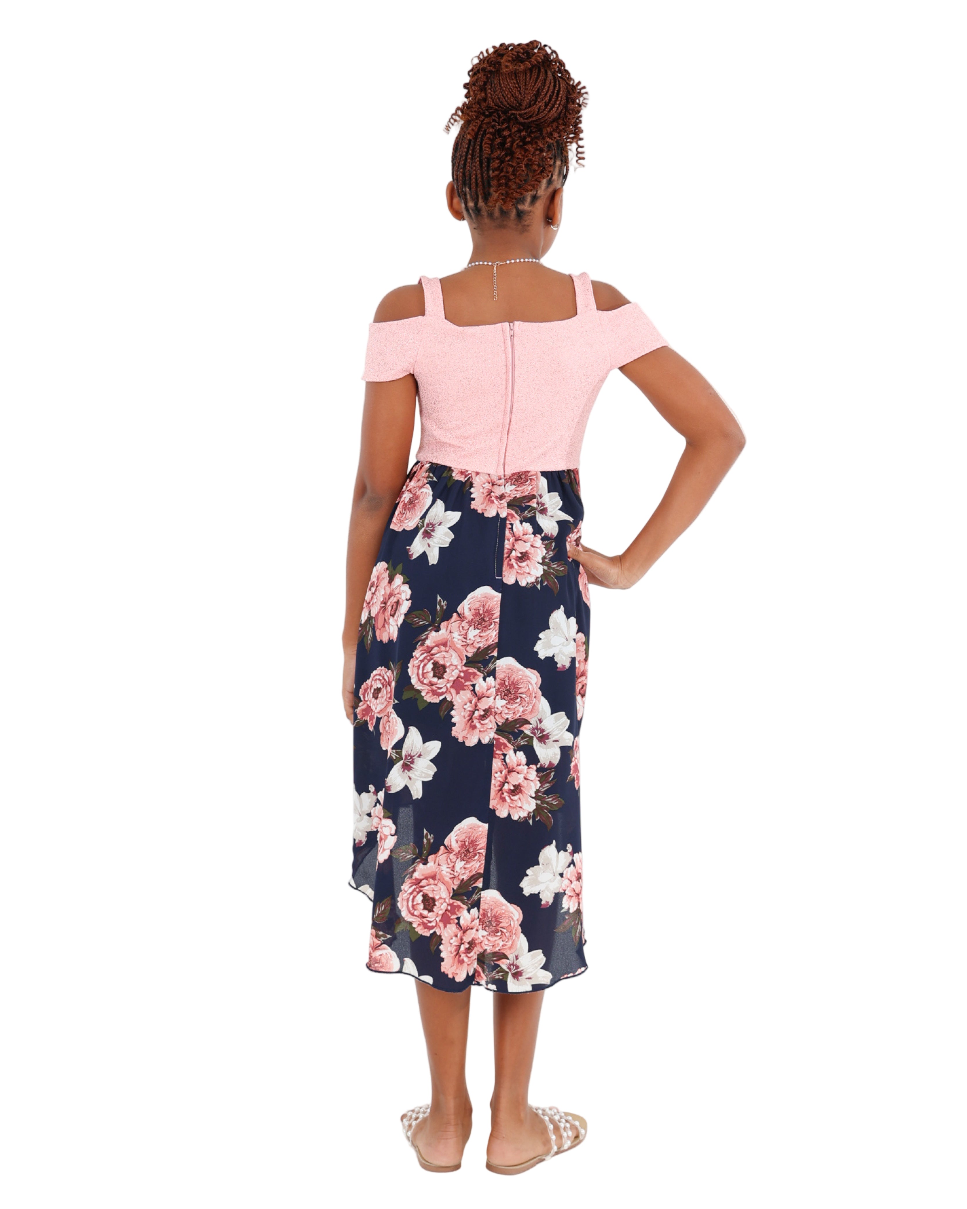 Sleeveless High Low Floral Party Dress