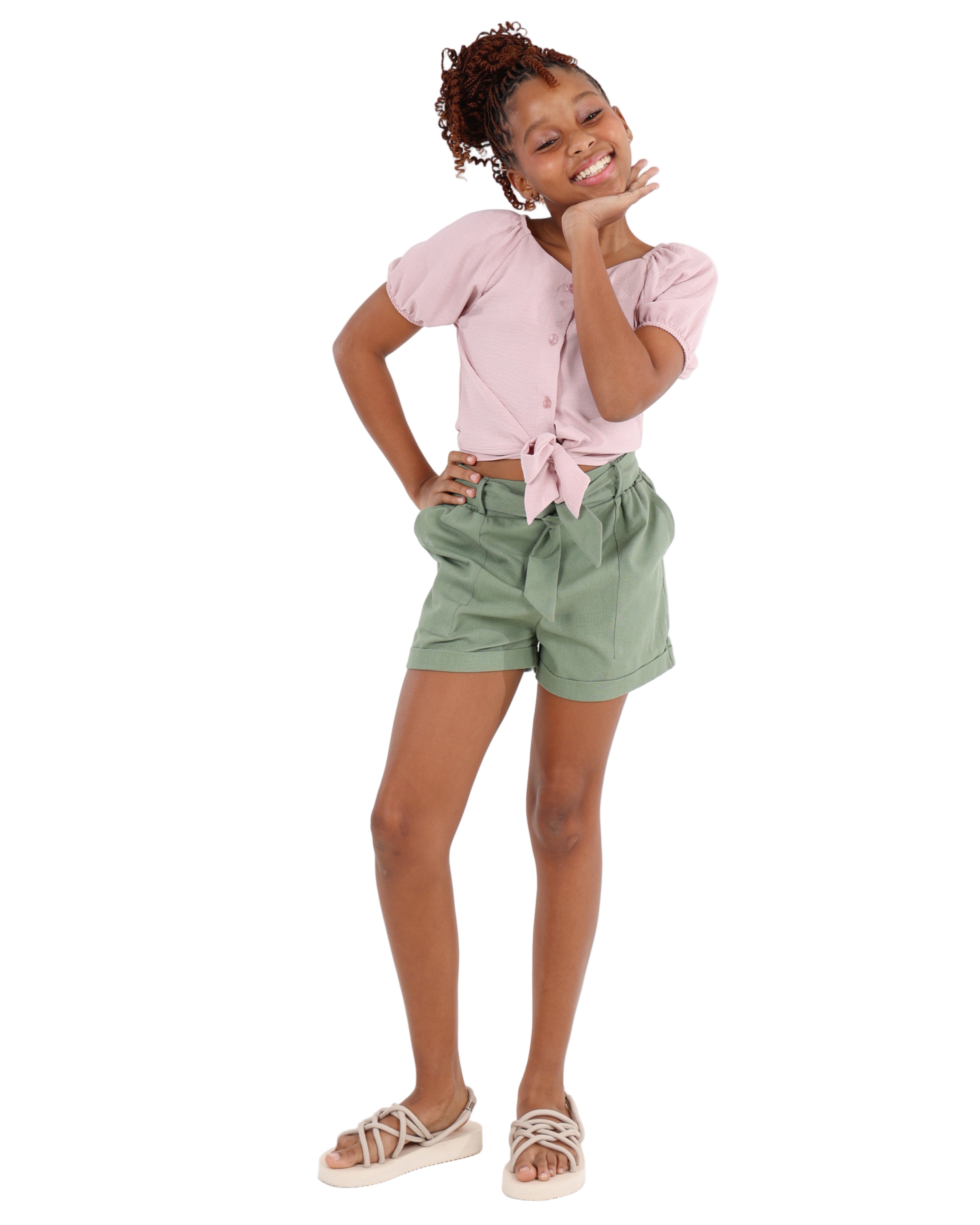 Olive Turn Up Shorts