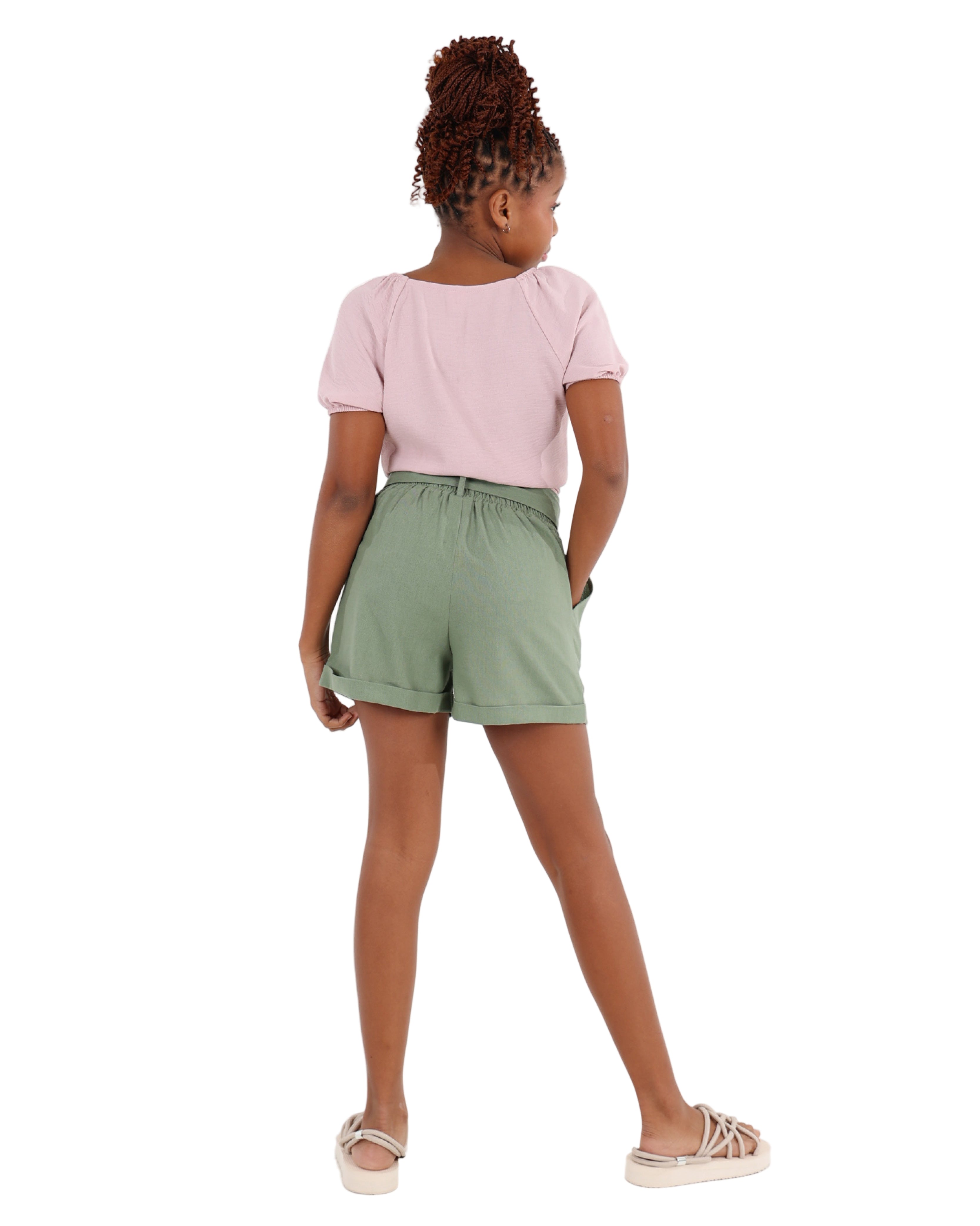 Olive Turn Up Shorts