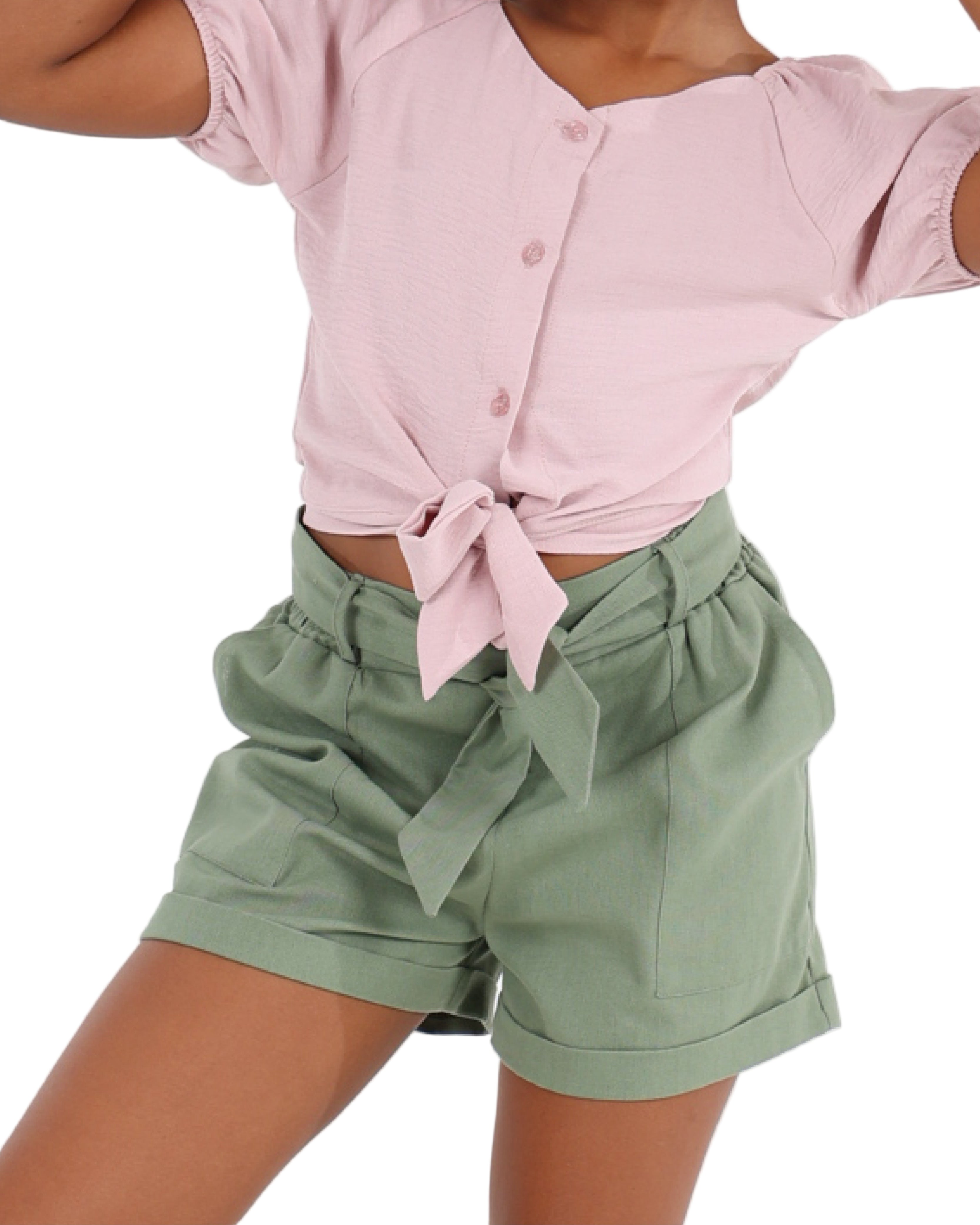 Olive Turn Up Shorts