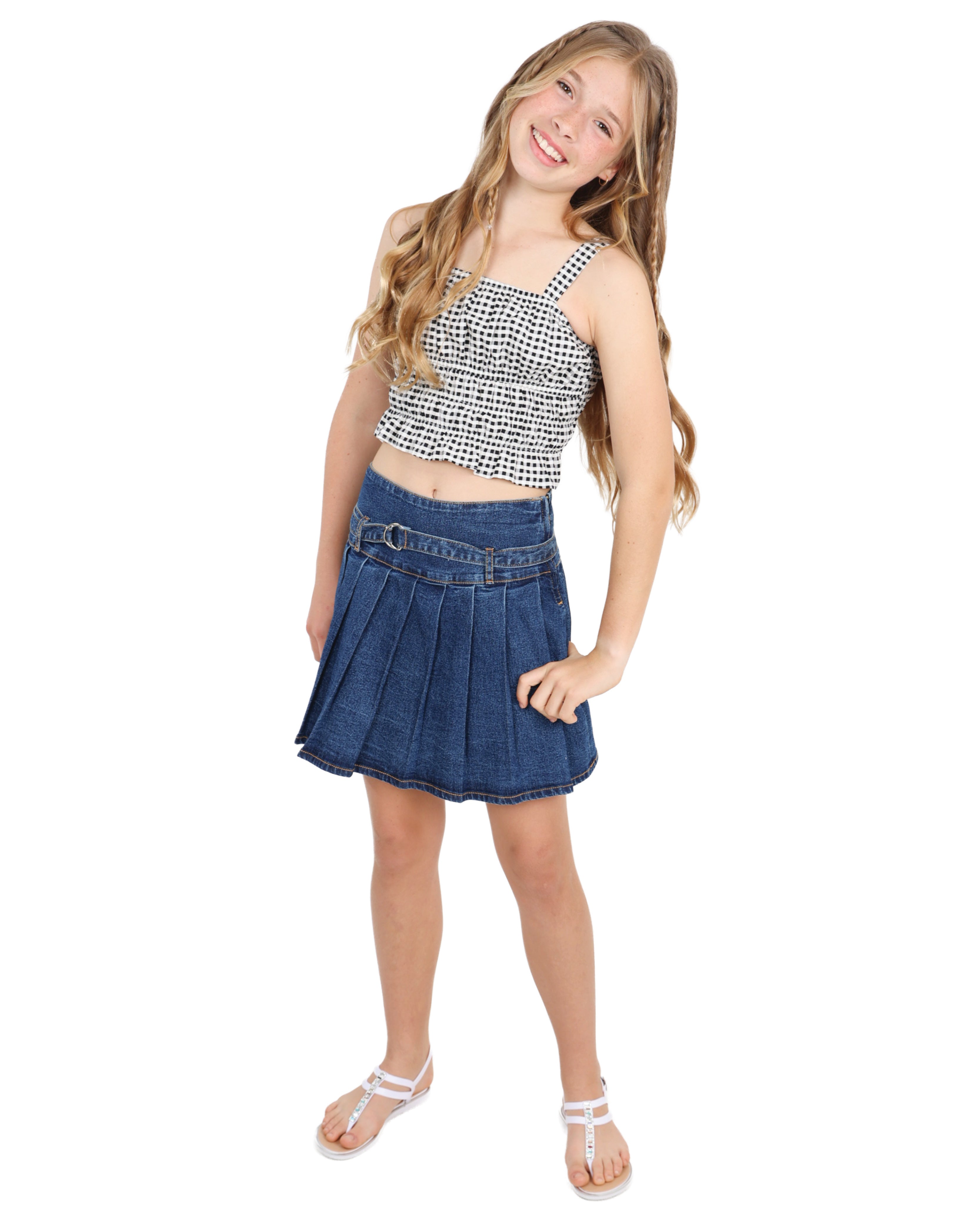 Strappy Checked Crop Top