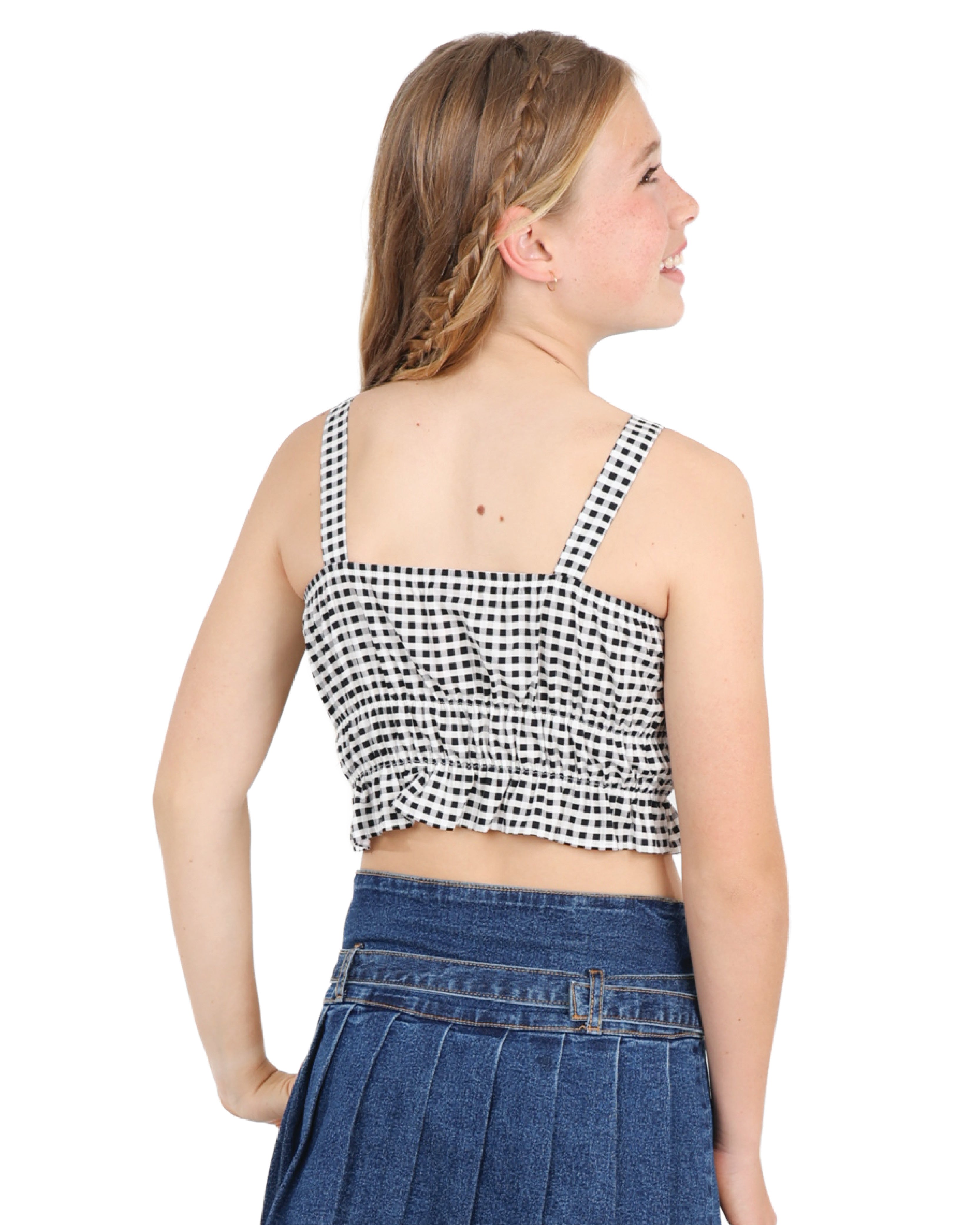 Strappy Checked Crop Top