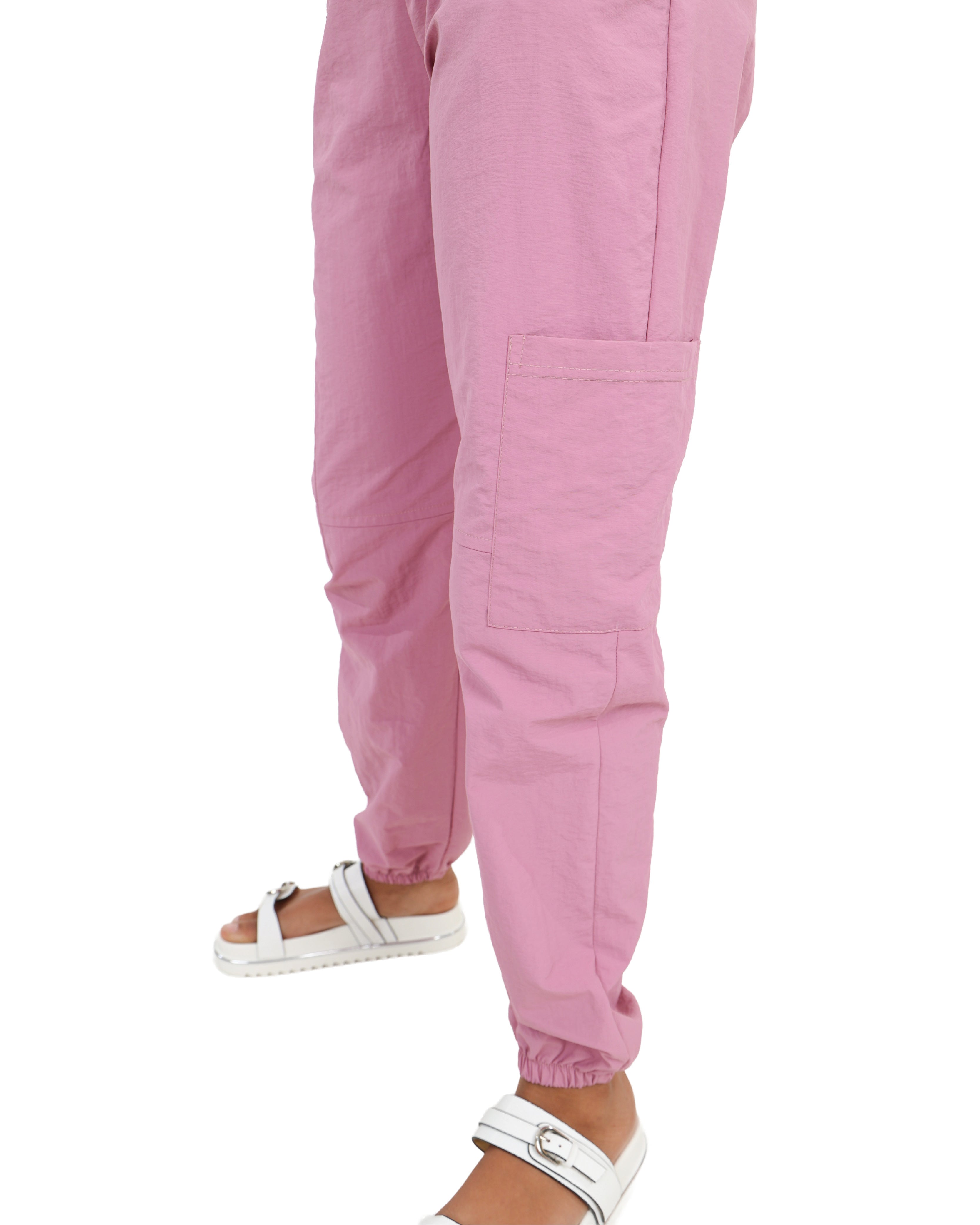 Berry Parachute Jogger with Embroidered Pockets