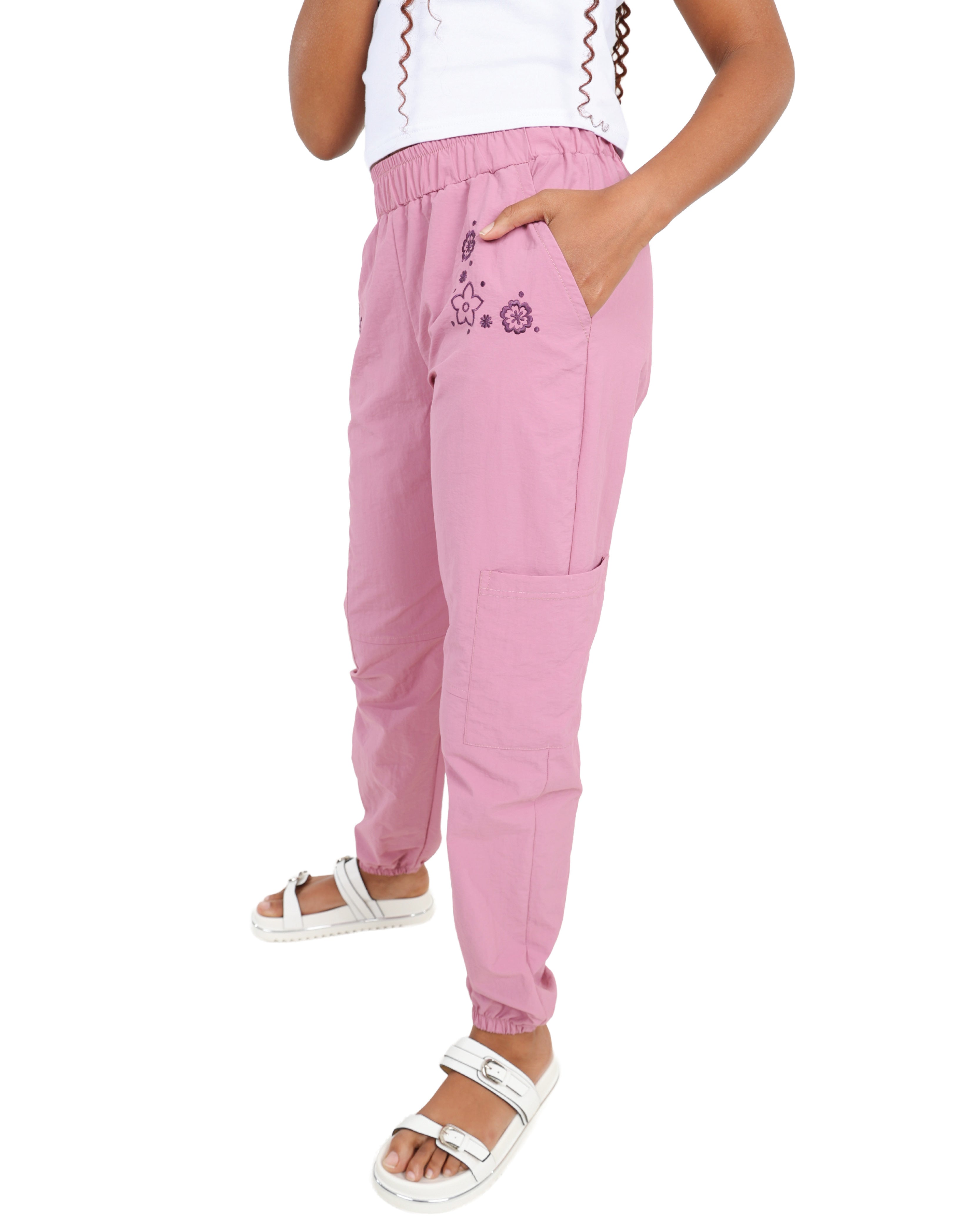 Berry Parachute Jogger with Embroidered Pockets