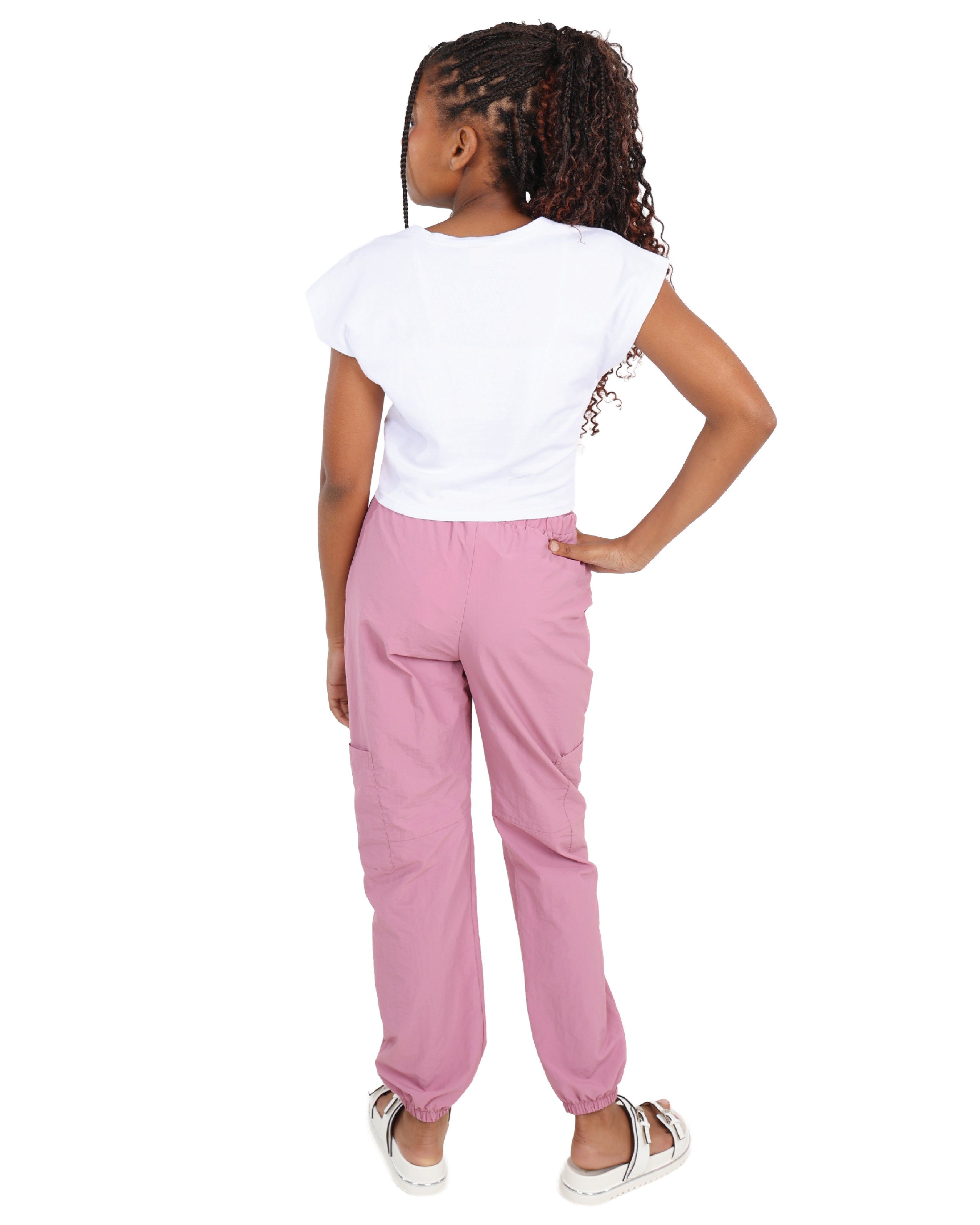 Berry Parachute Jogger with Embroidered Pockets