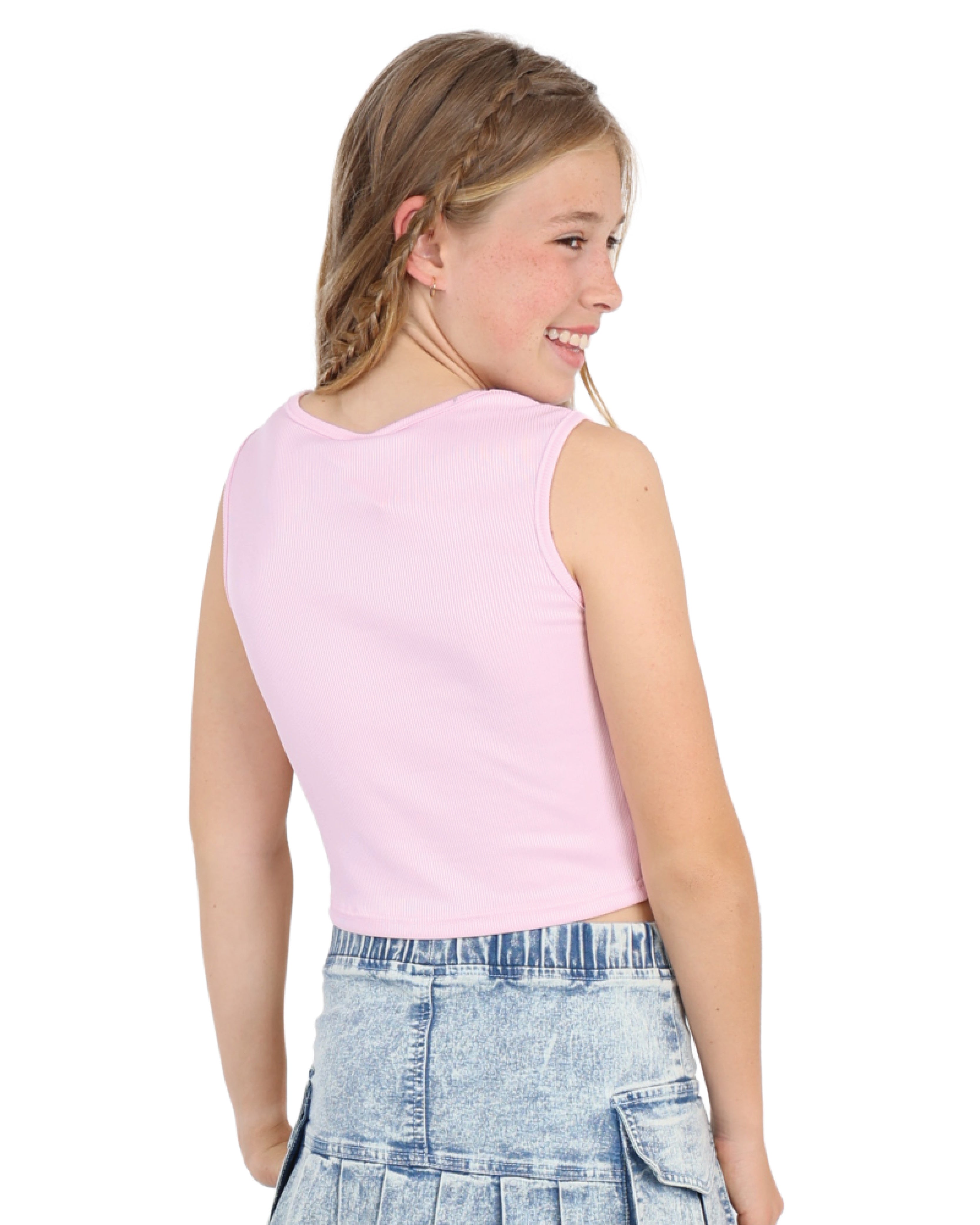 Pink Cut Out Detail Longer Length Crop Top