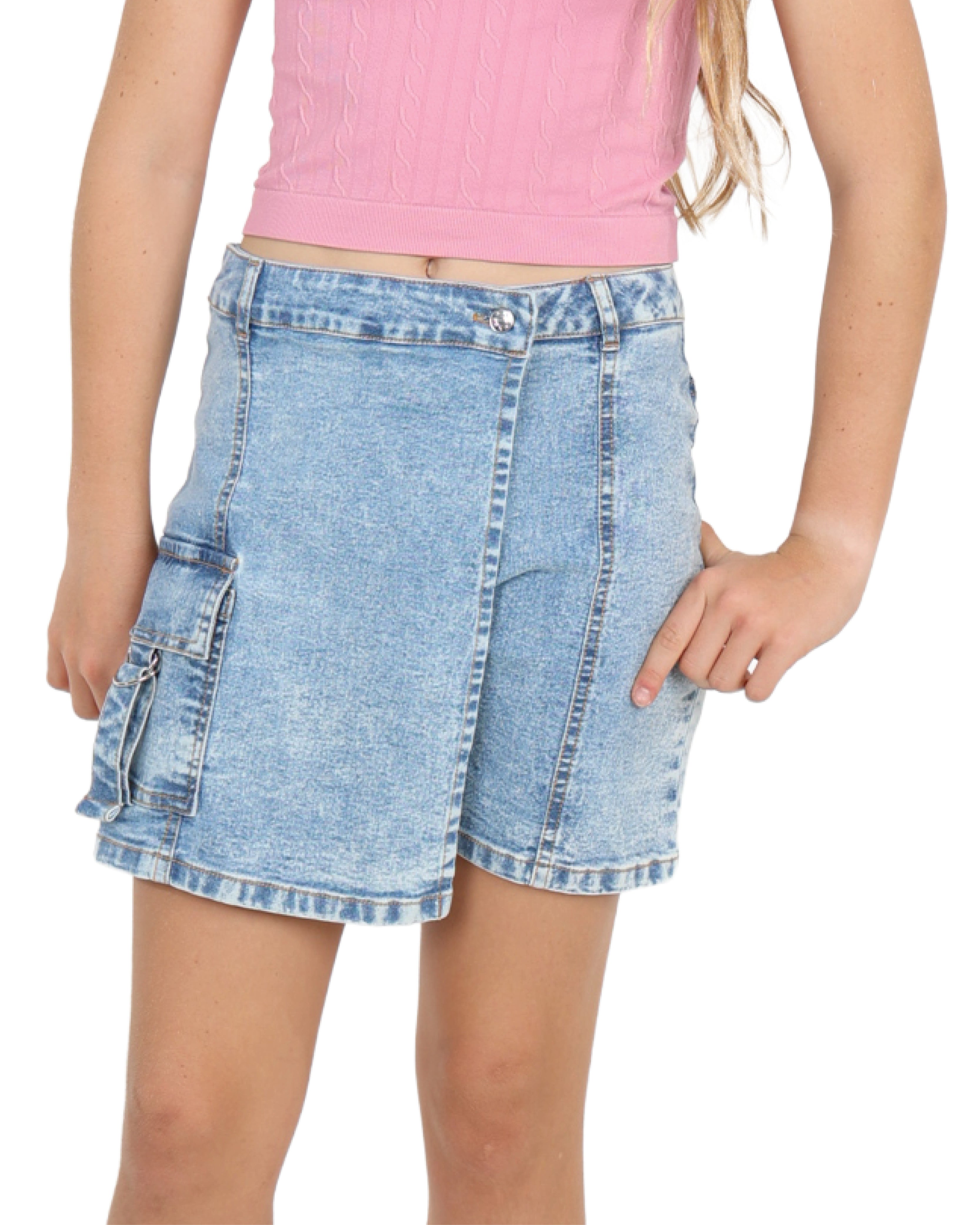Denim Cargo Pocket Skort