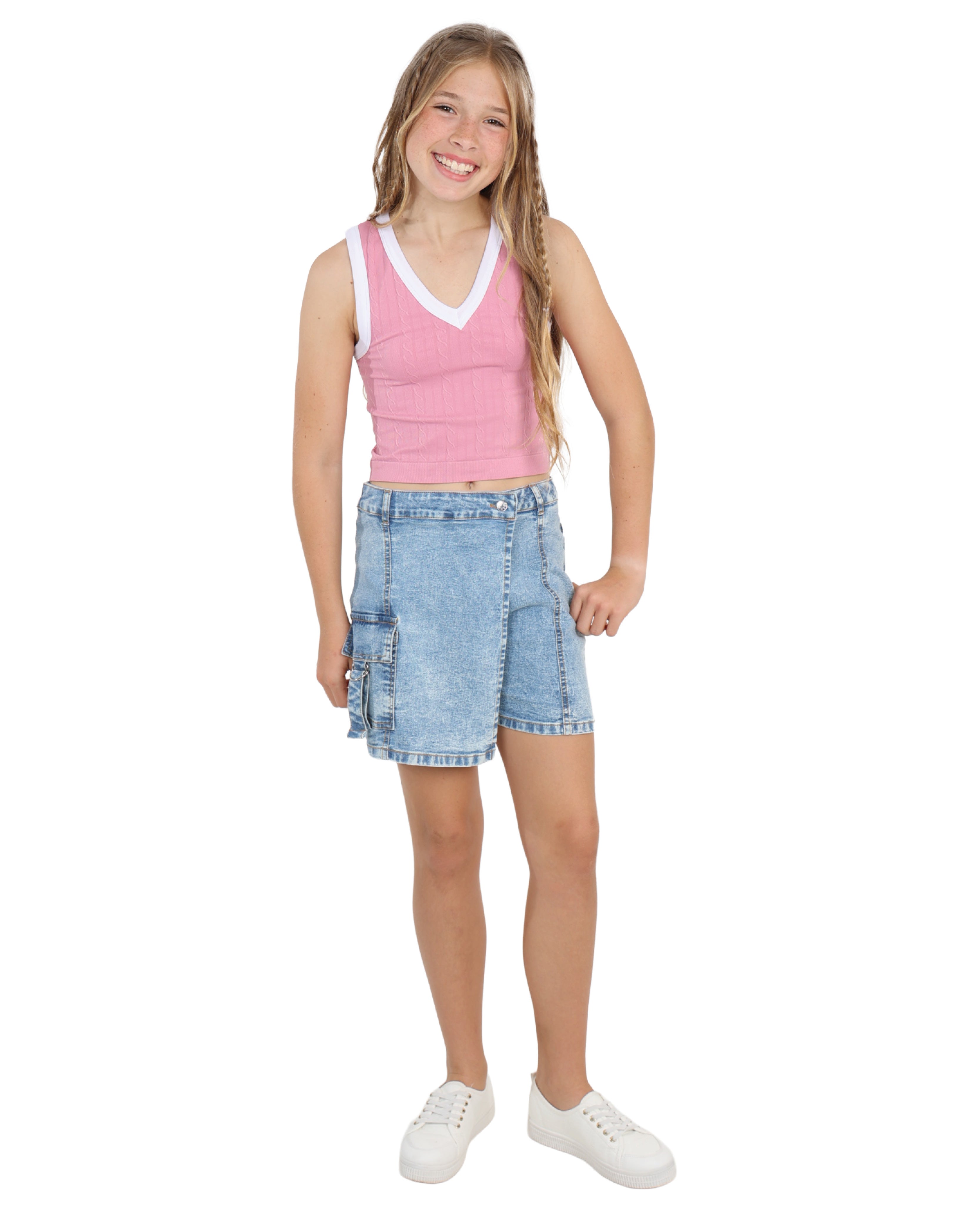 Denim Cargo Pocket Skort