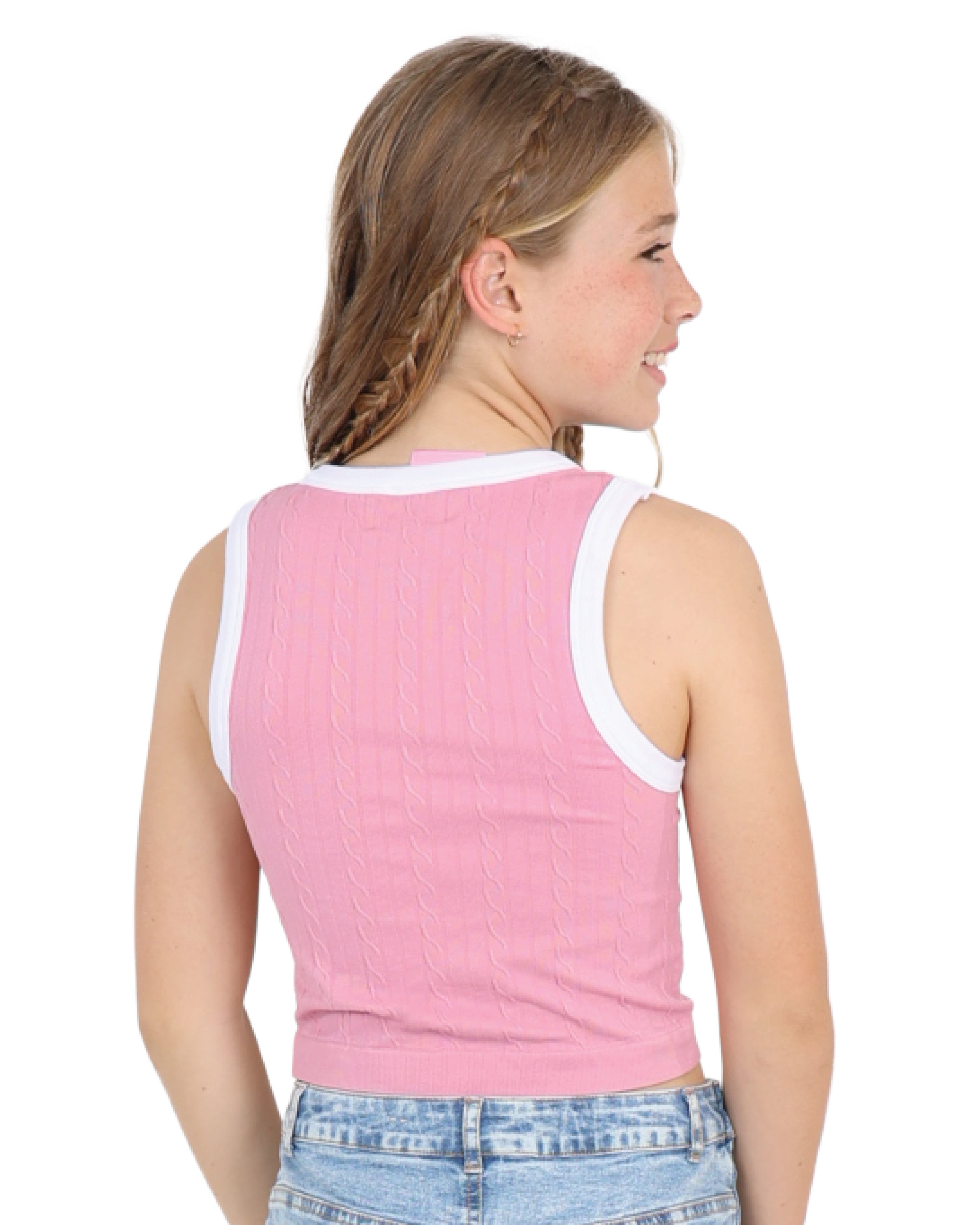 Pink Contrast Detail Seamless Tank Top