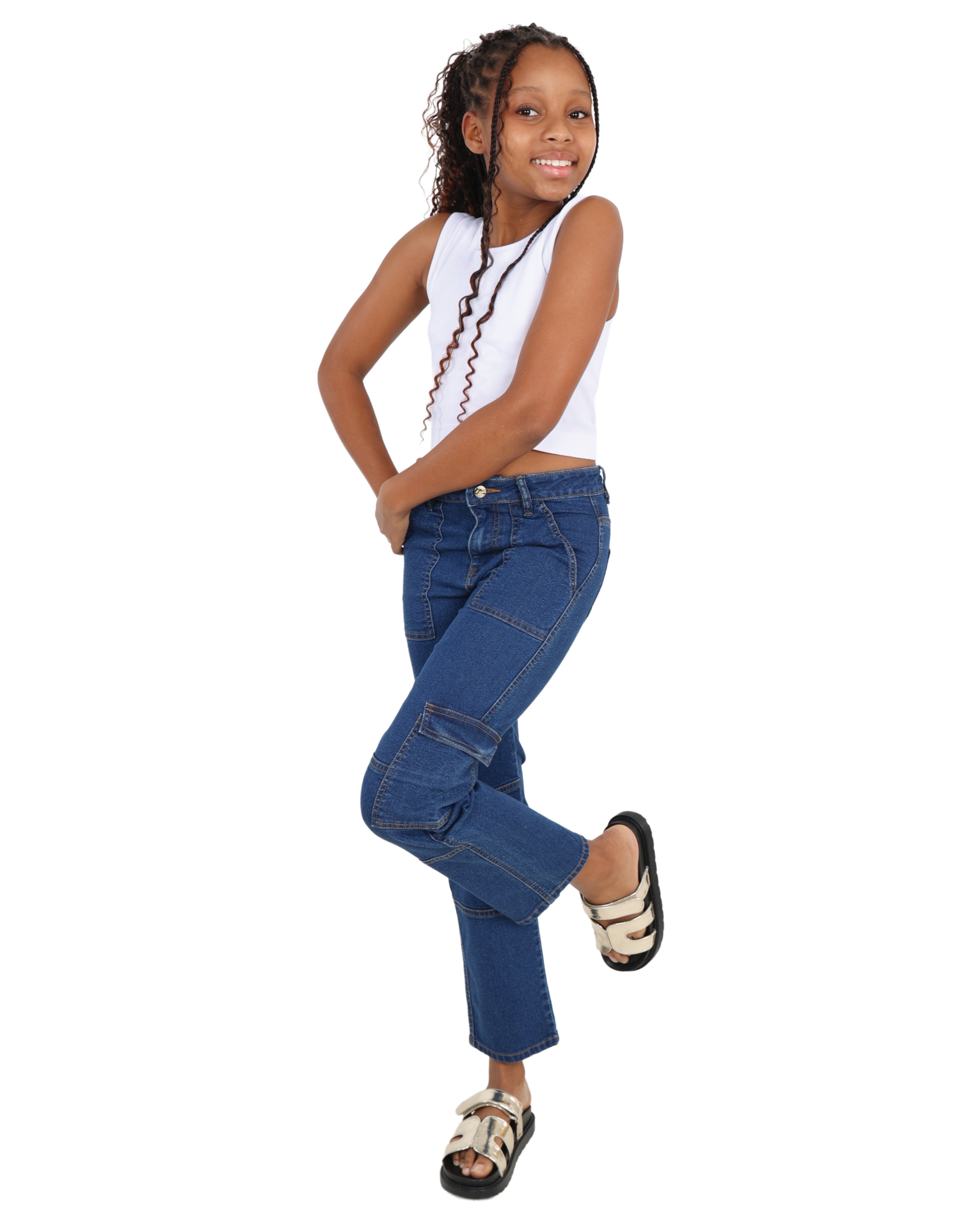 Medium Indigo Cargo Jeans