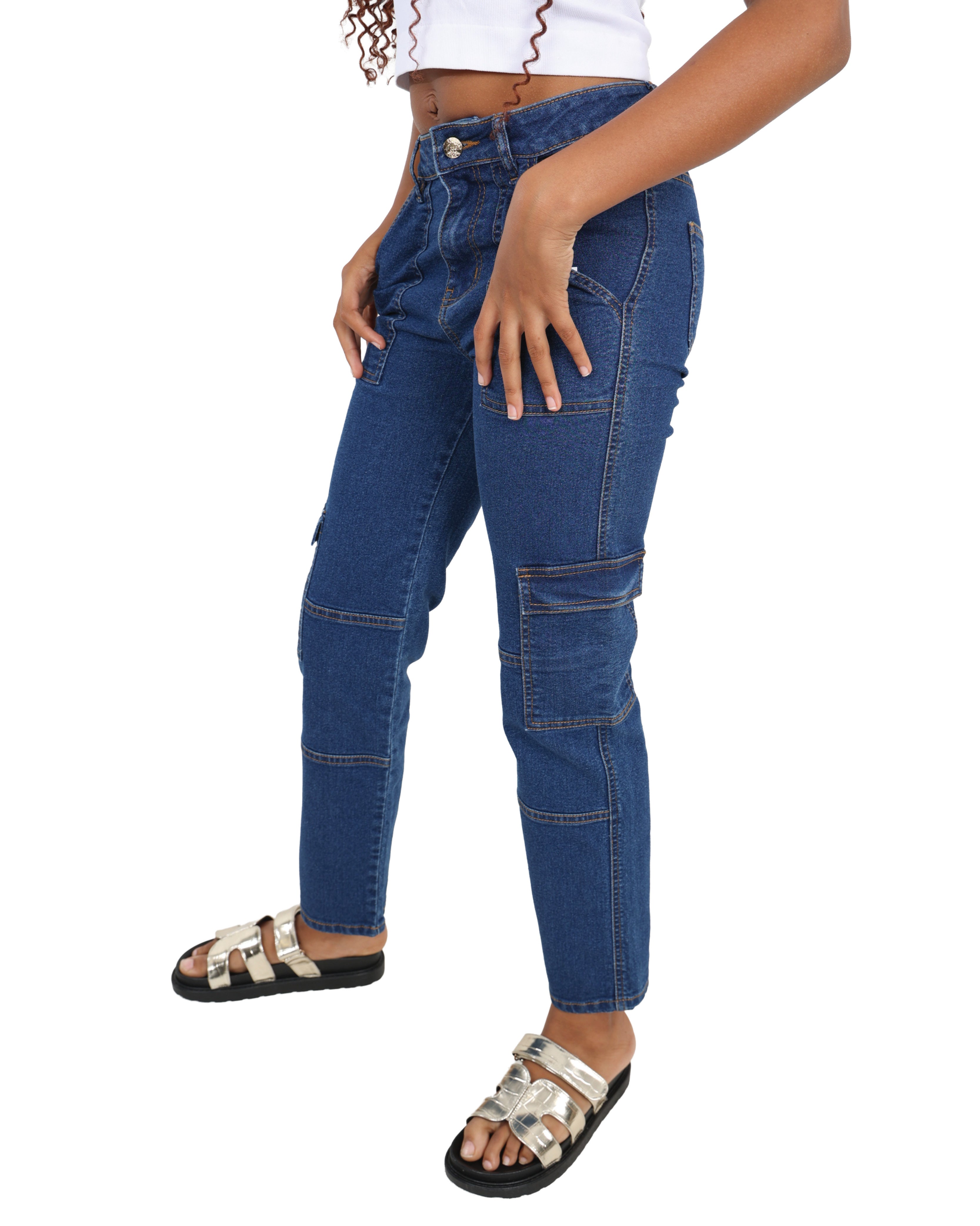 Medium Indigo Cargo Jeans