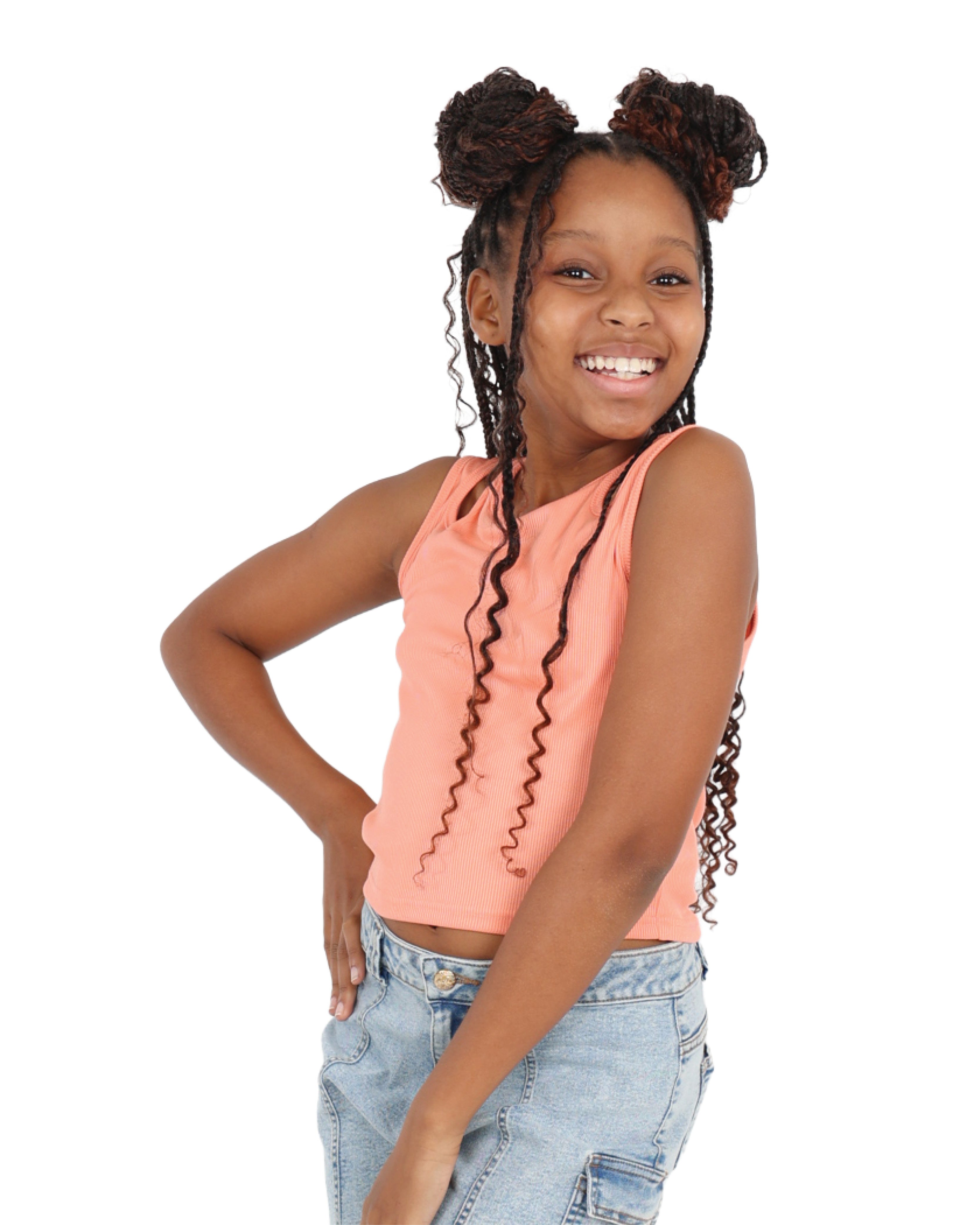 Coral Cut Out Detail Longer Length Crop Top