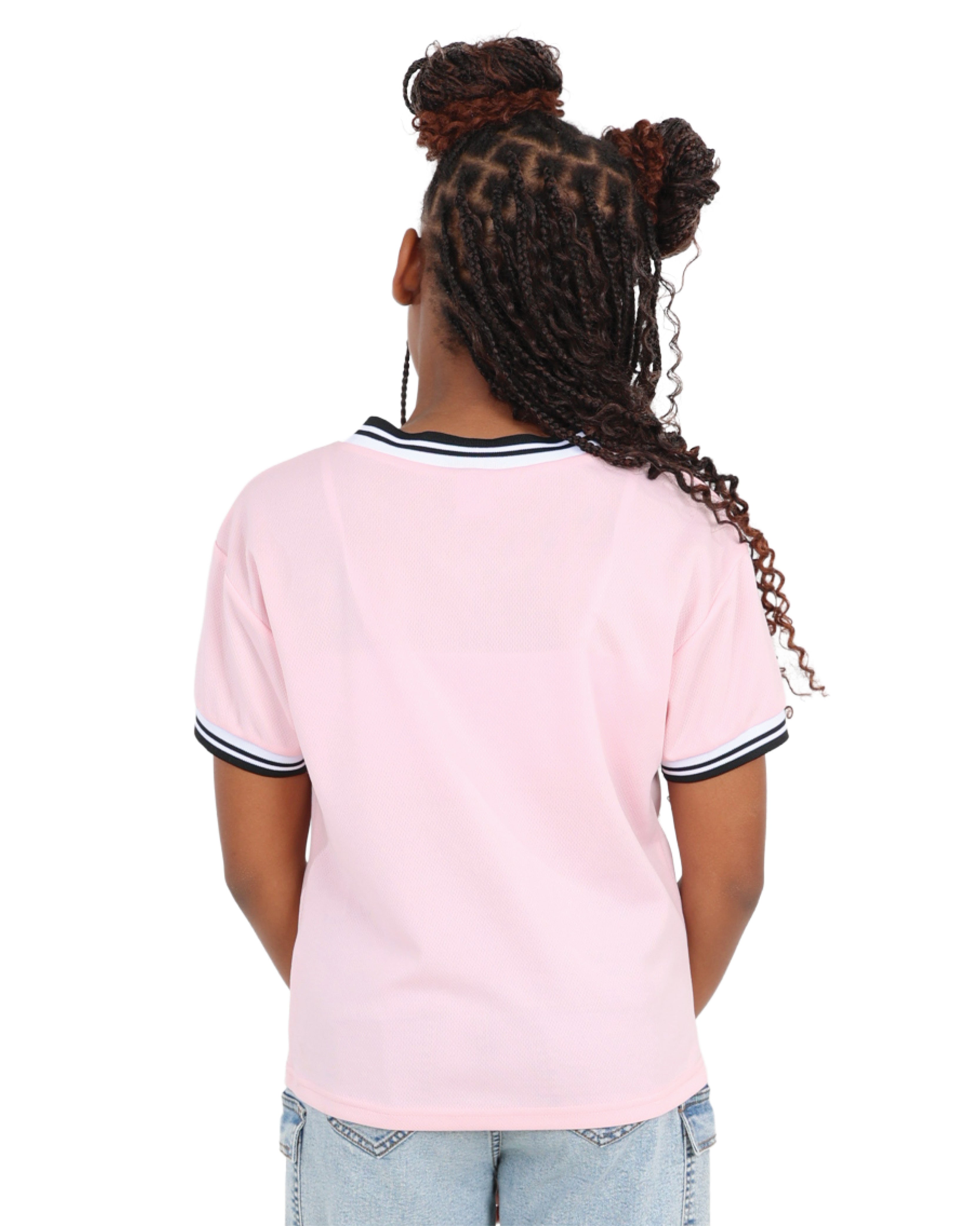 Pink Varsity Football Short Sleeve Top