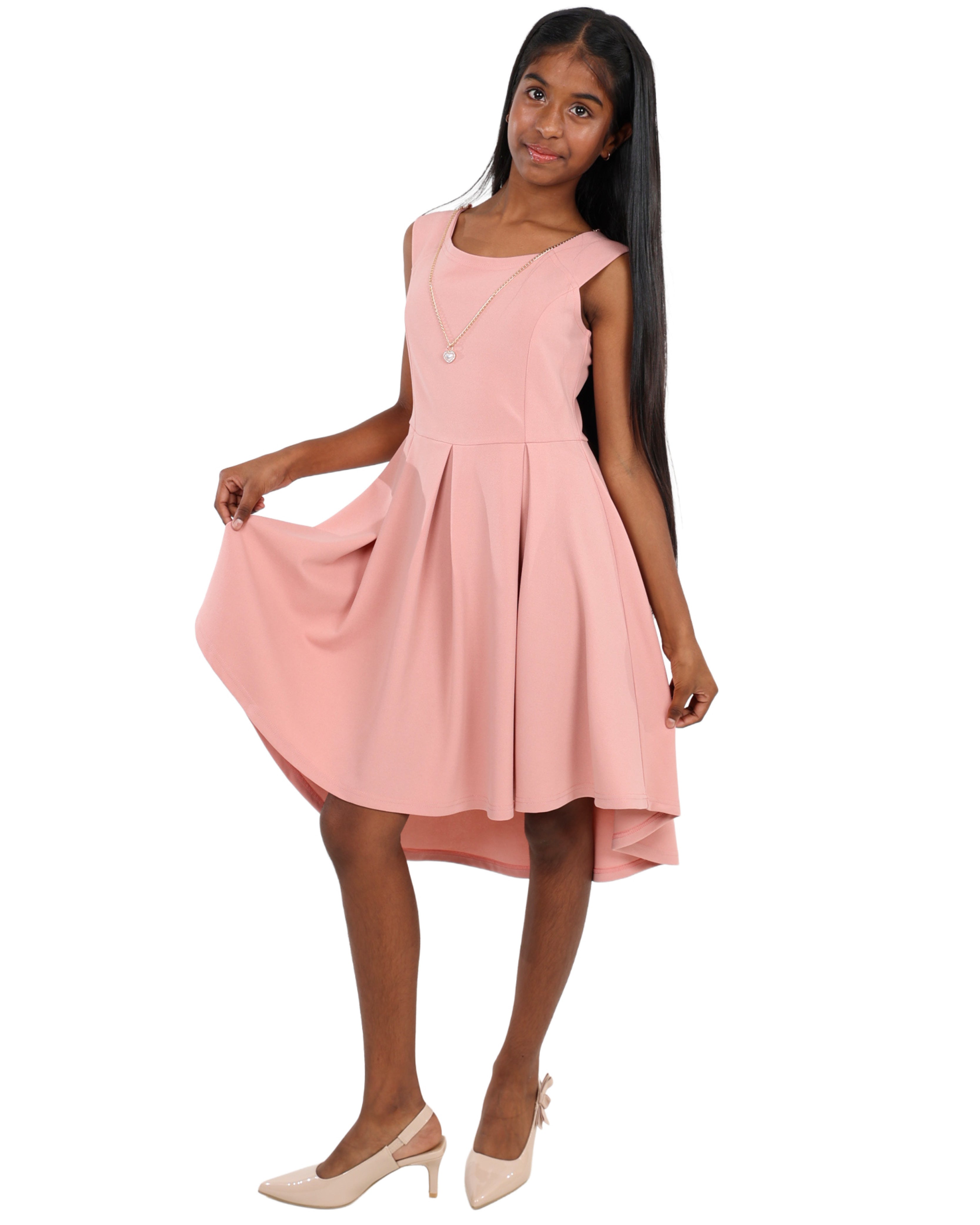 Sleeveless Flair Dress with Necklace