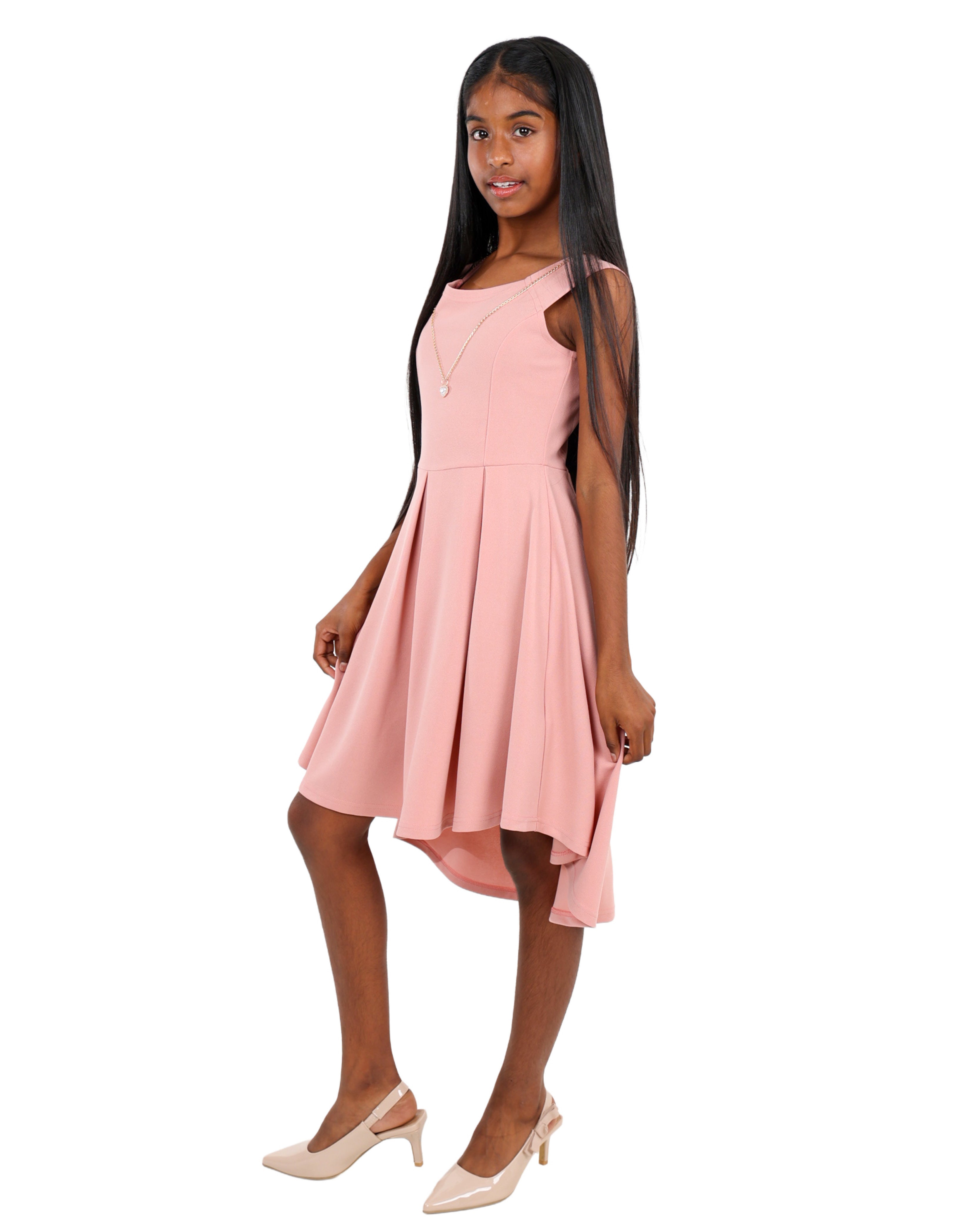 Sleeveless Flair Dress with Necklace