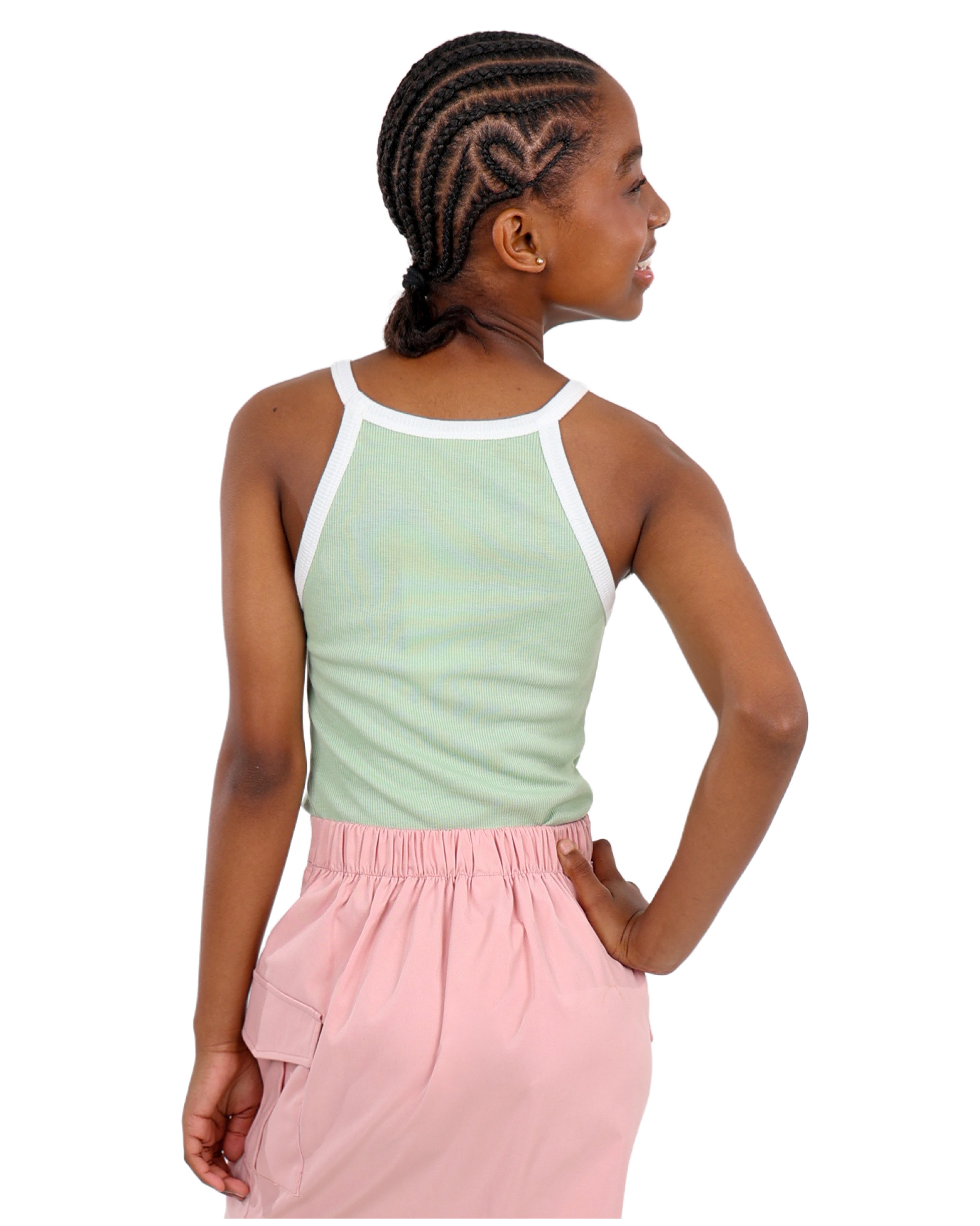 Sage Contrast Trim Tank Top