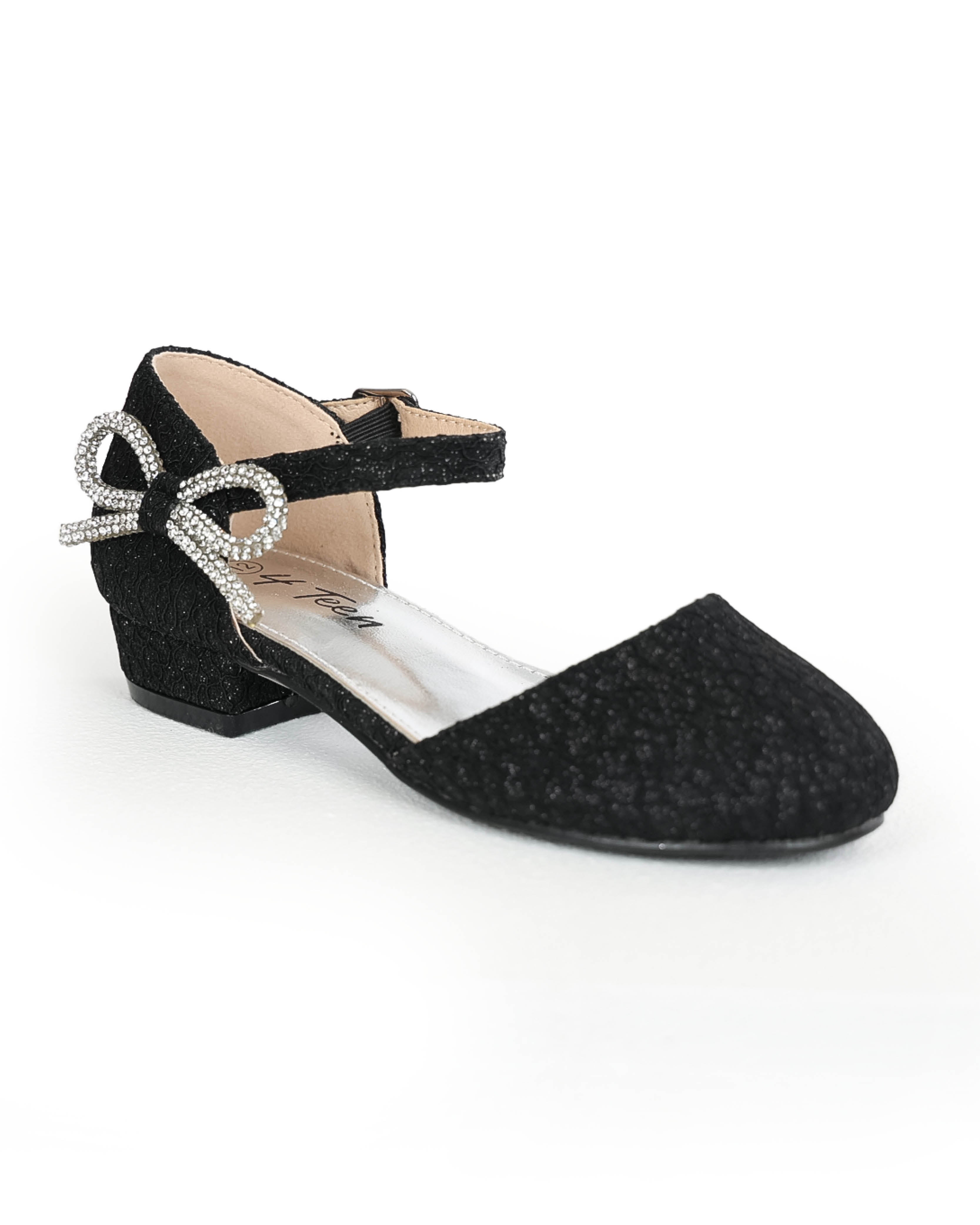 Girls Diamante Bow Shoes