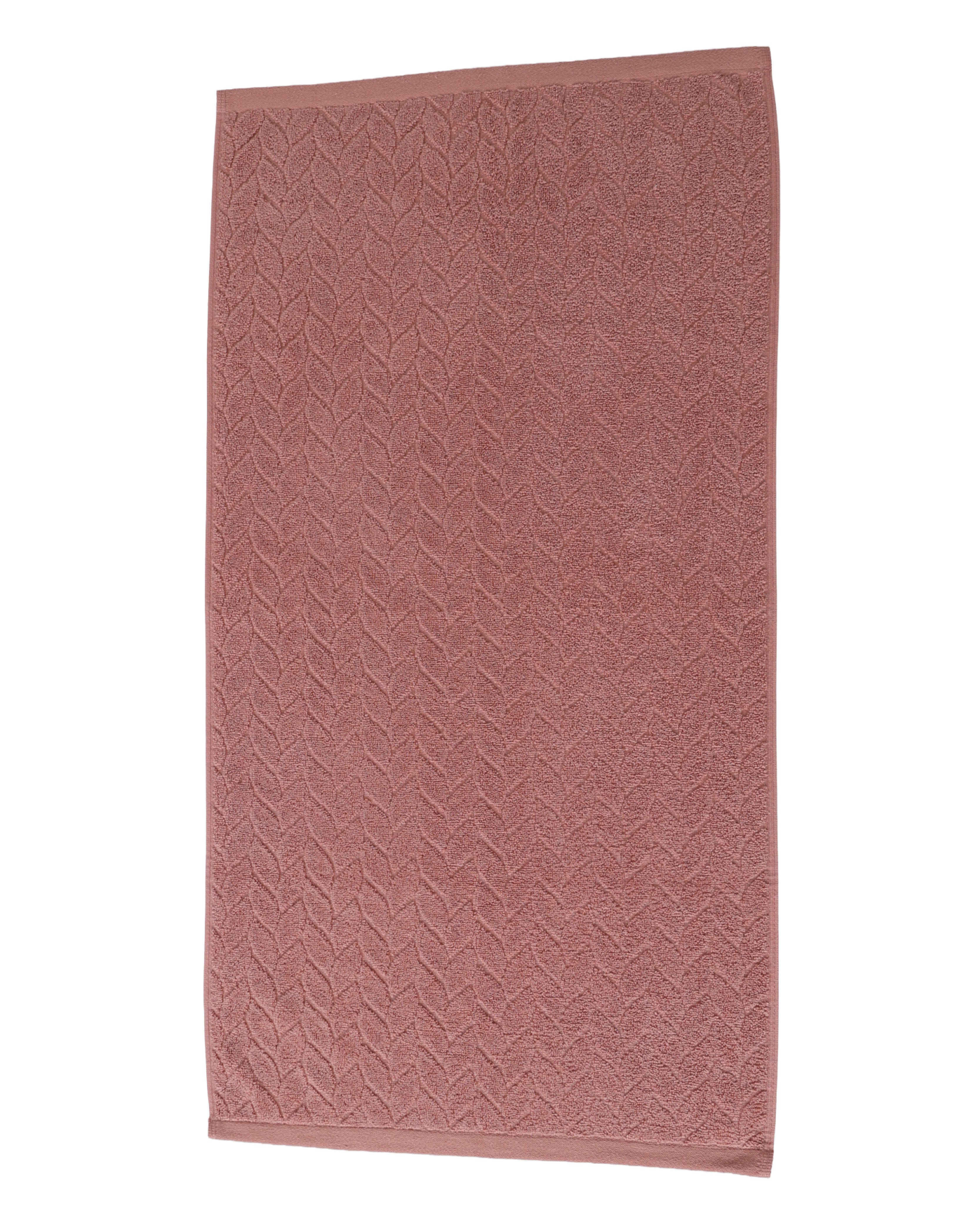 Blush Jacquard Leaf Cotton Bath Towel
