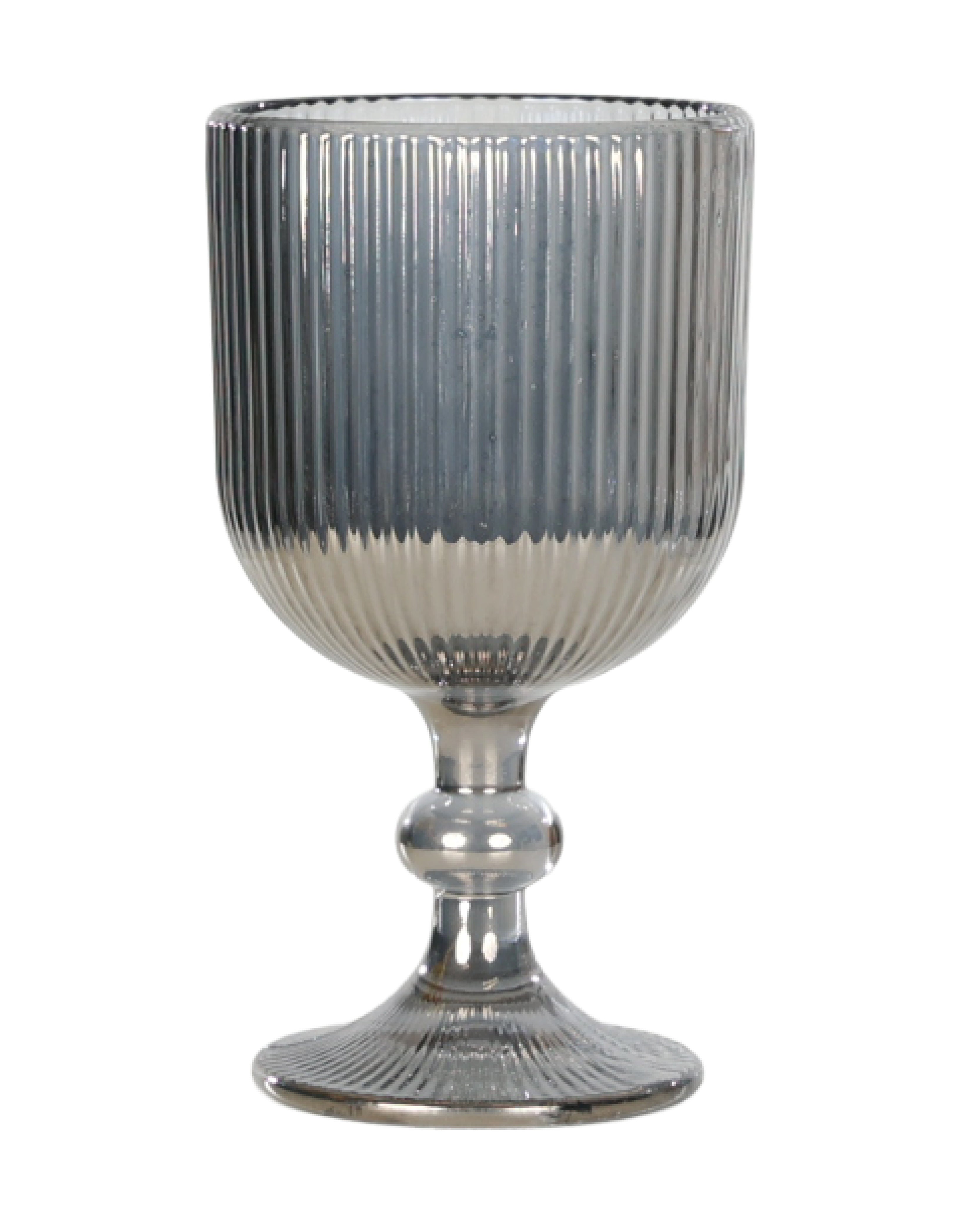 Grey Glass Ribbed Wine Glass
