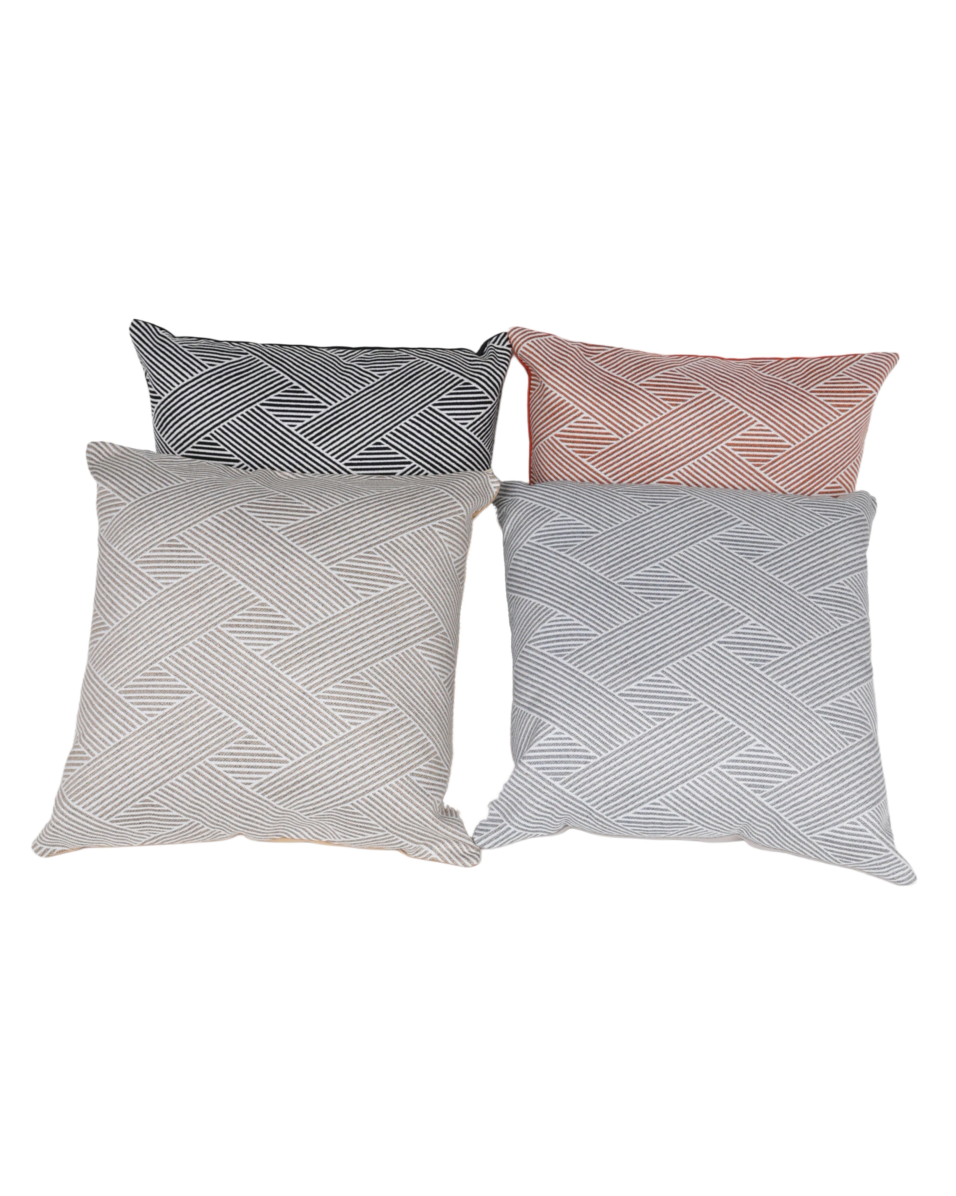 Black Mantra Patterned Striped Cushion